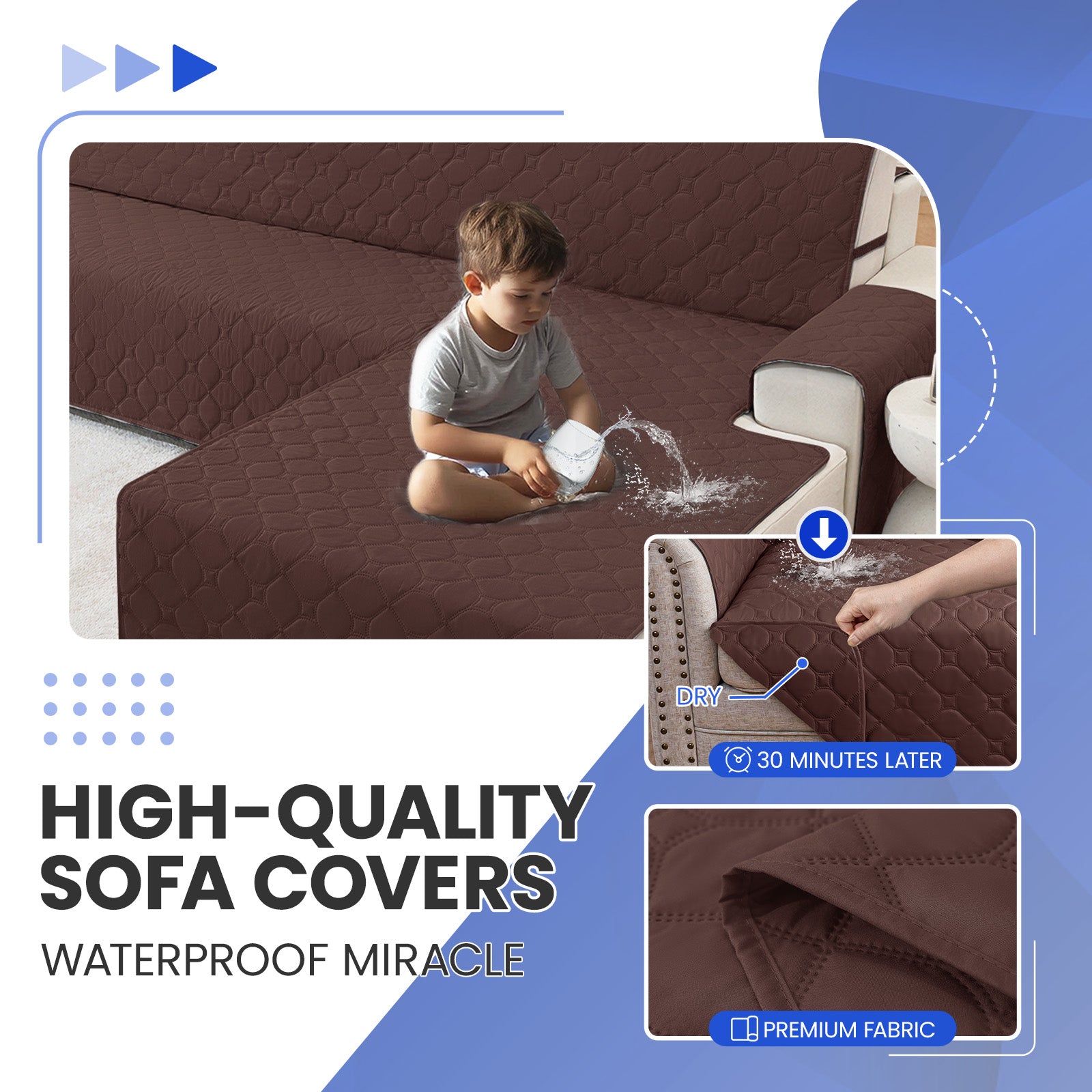 YSTYLE imperméable Reversible Corner canapé couverture L Shape 225CM
