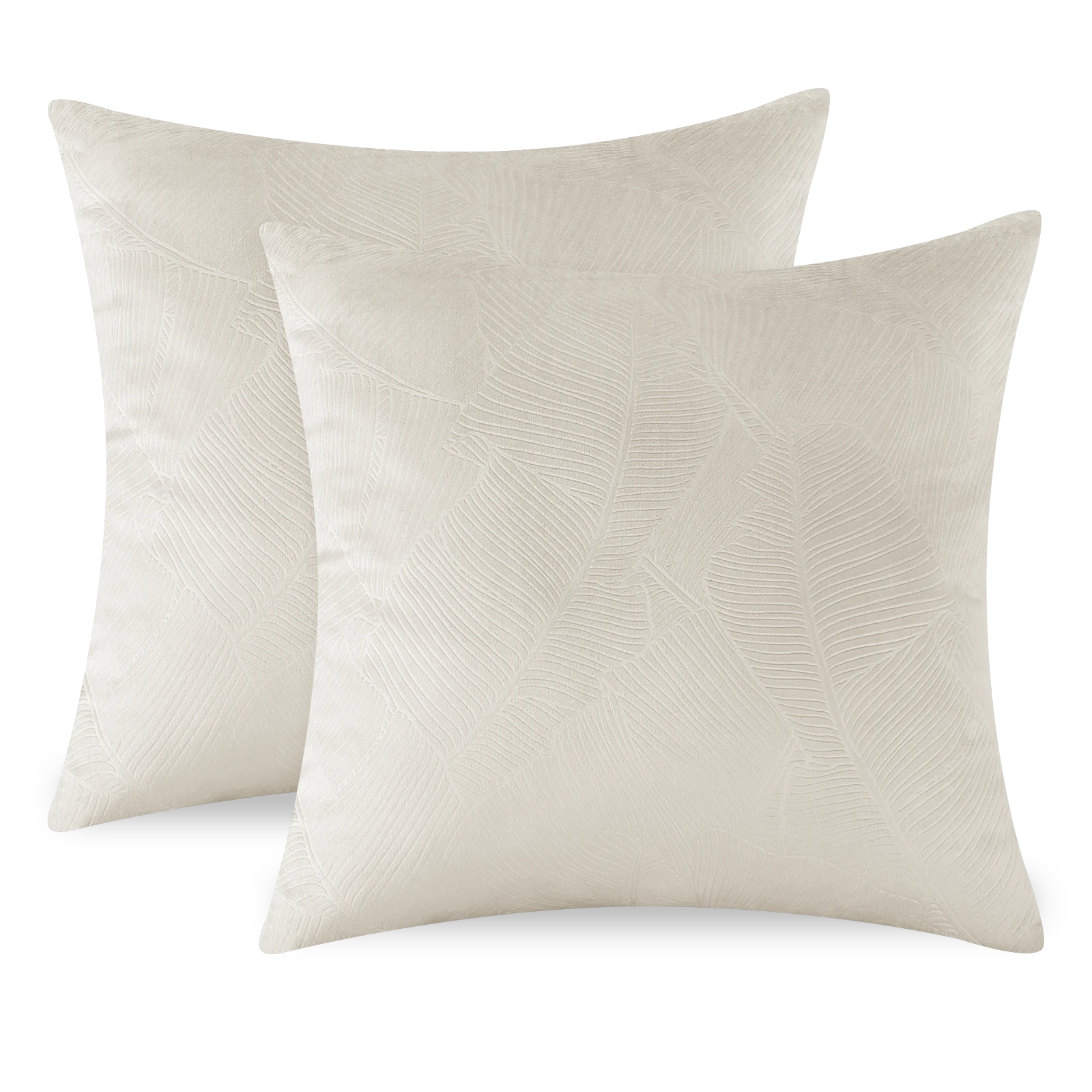 YSTYLE Velvet Sofa Cushion Covers, Decorative Throw Pillow Covers, 2 pcs, Hidden Zipper-Leaf Shape