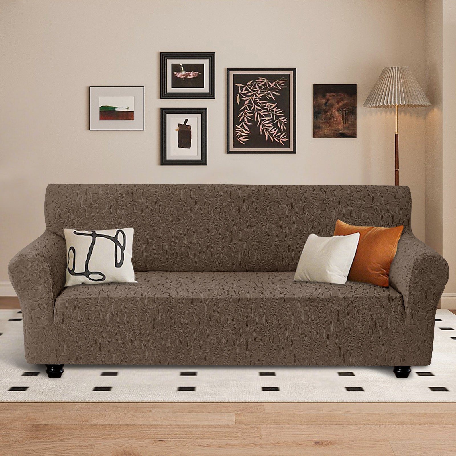 Ystyle Stretch 4 Seater Sofa Cover Jacquard Geometric Pattern-YSTYLE