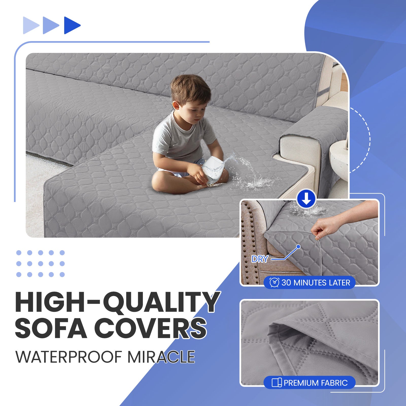 YSTYLE imperméable Reversible Corner canapé couverture L Shape 225CM