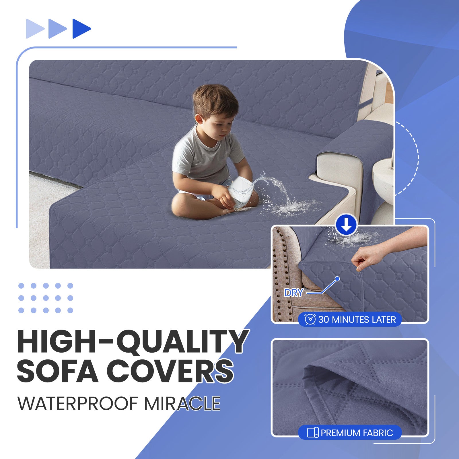 YSTYLE imperméable Reversible Corner canapé couverture L Shape 225CM