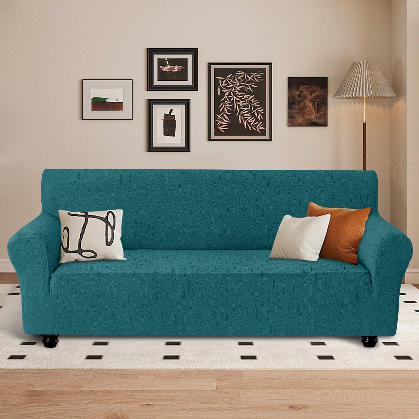 Ystyle Stretch 4 Seater Sofa Cover Jacquard Geometric Pattern-YSTYLE