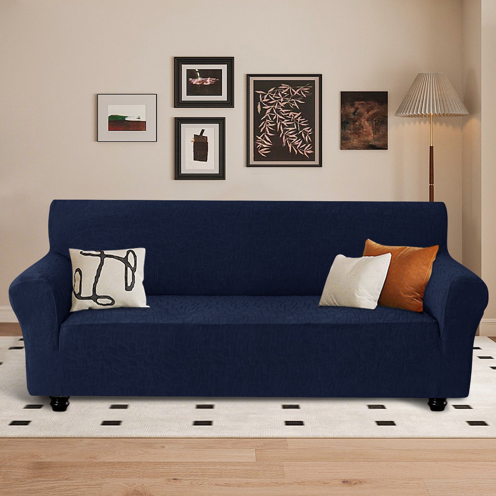 Ystyle Stretch 4 Seater Sofa Cover Jacquard Geometric Pattern-YSTYLE