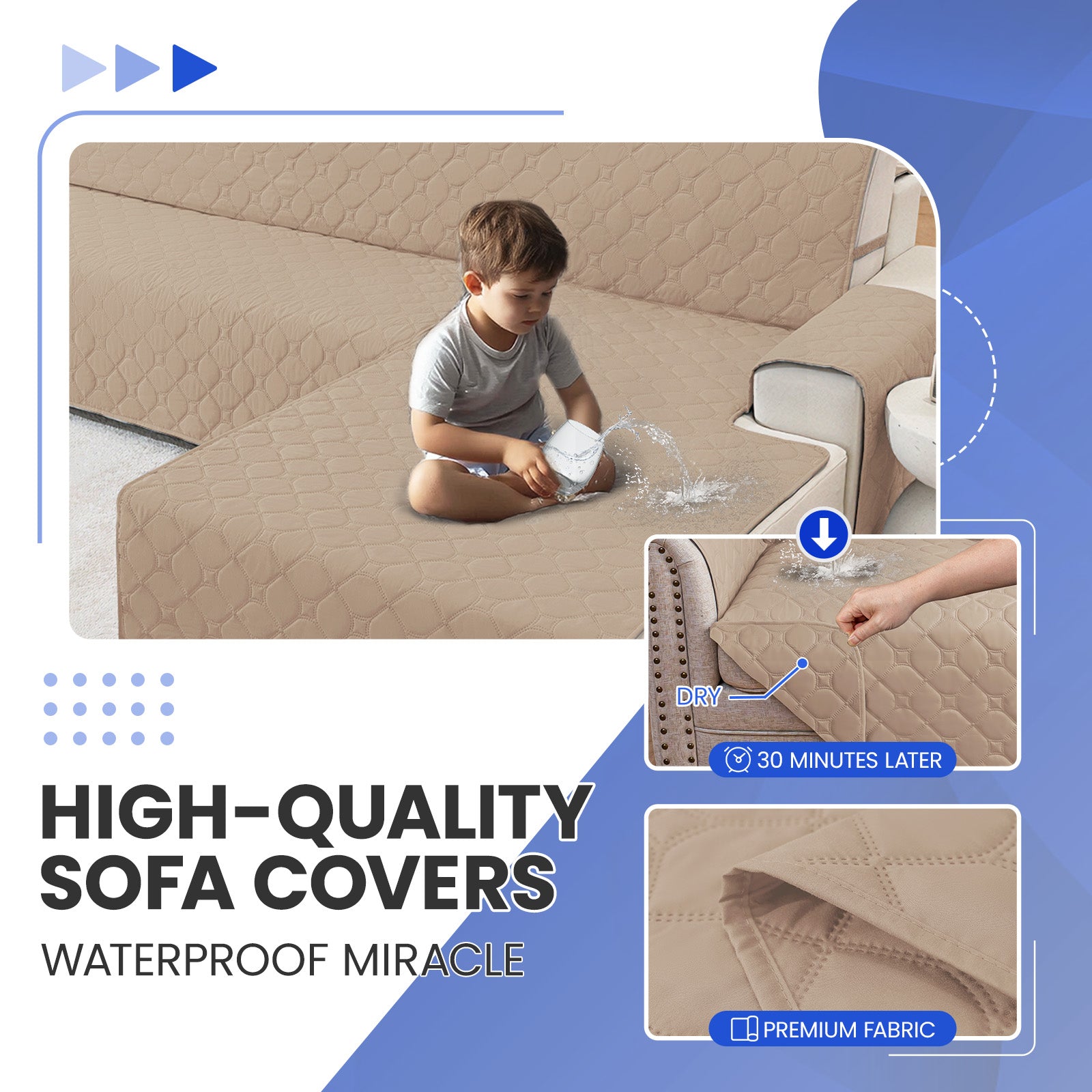 YSTYLE imperméable Reversible Corner canapé couverture L Shape 225CM