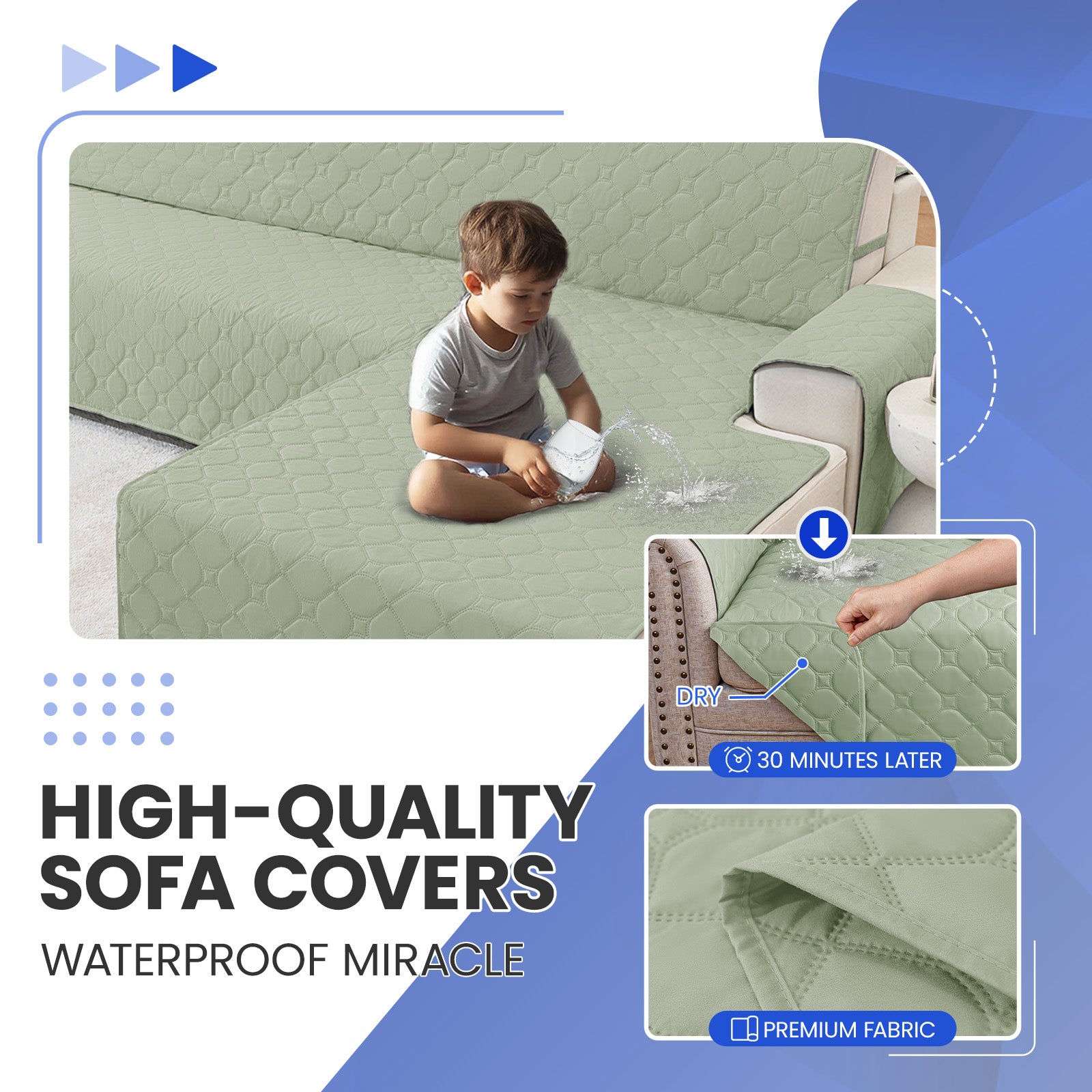 YSTYLE imperméable Reversible Corner canapé couverture L Shape 225CM