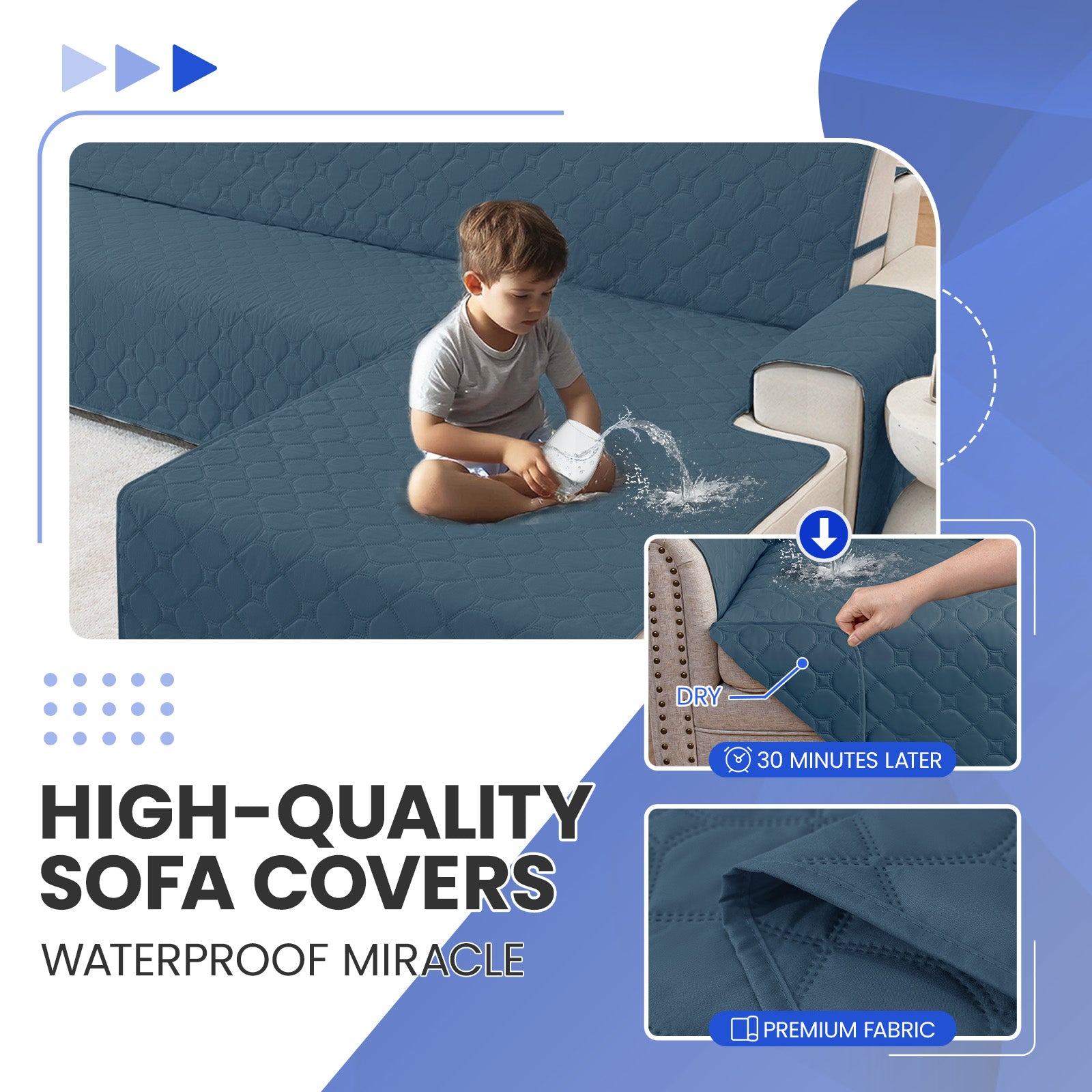 YSTYLE imperméable Reversible Corner canapé couverture L Shape 225CM