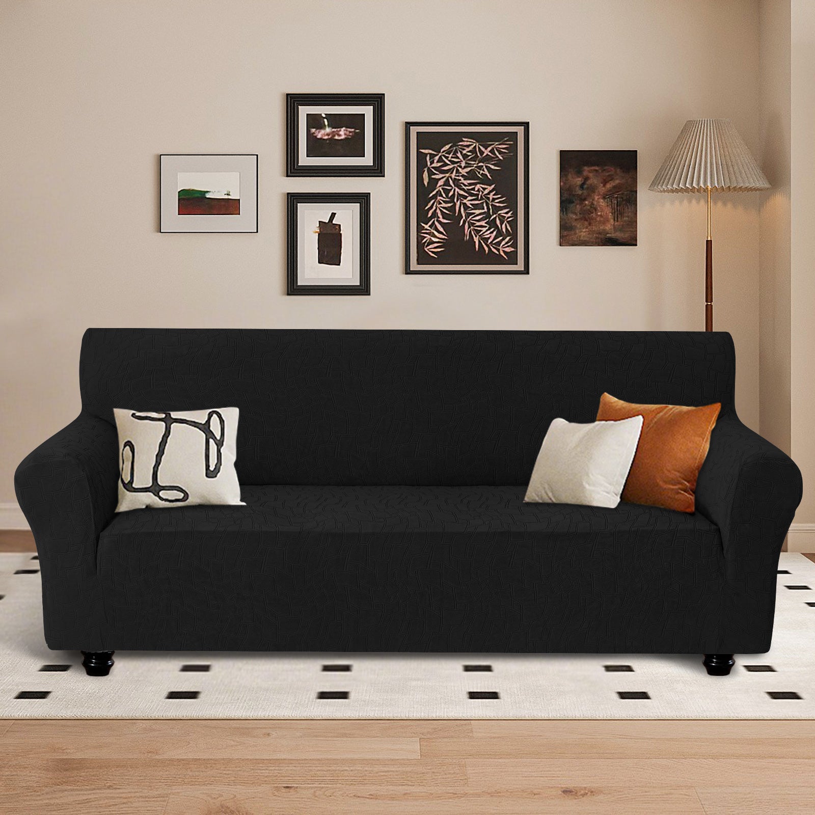 Ystyle Stretch 4 Seater Sofa Cover Jacquard Geometric Pattern-YSTYLE