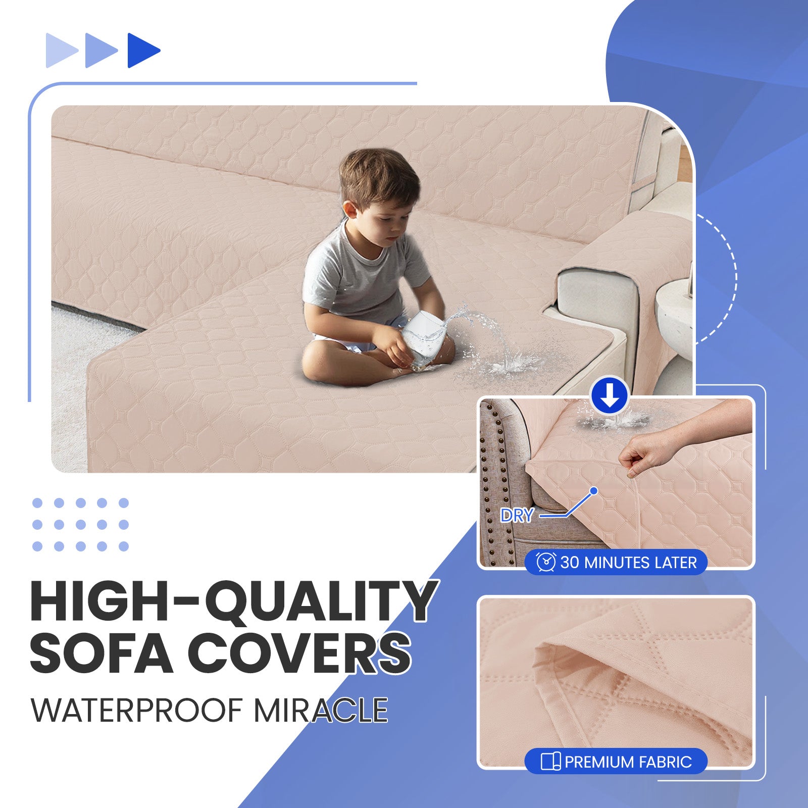 YSTYLE imperméable Reversible Corner canapé couverture L Shape 225CM