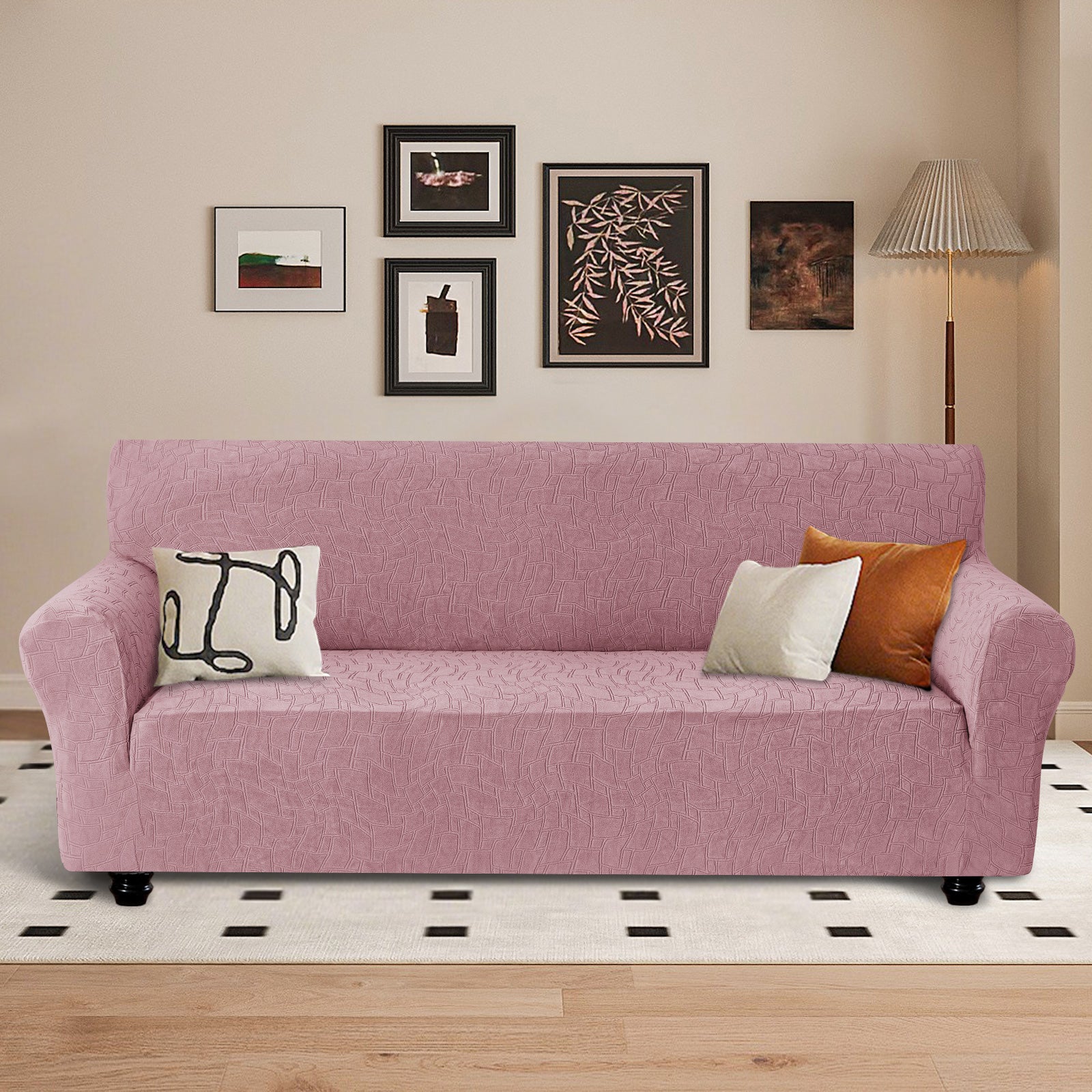 Ystyle Stretch 4 Seater Sofa Cover Jacquard Geometric Pattern-YSTYLE