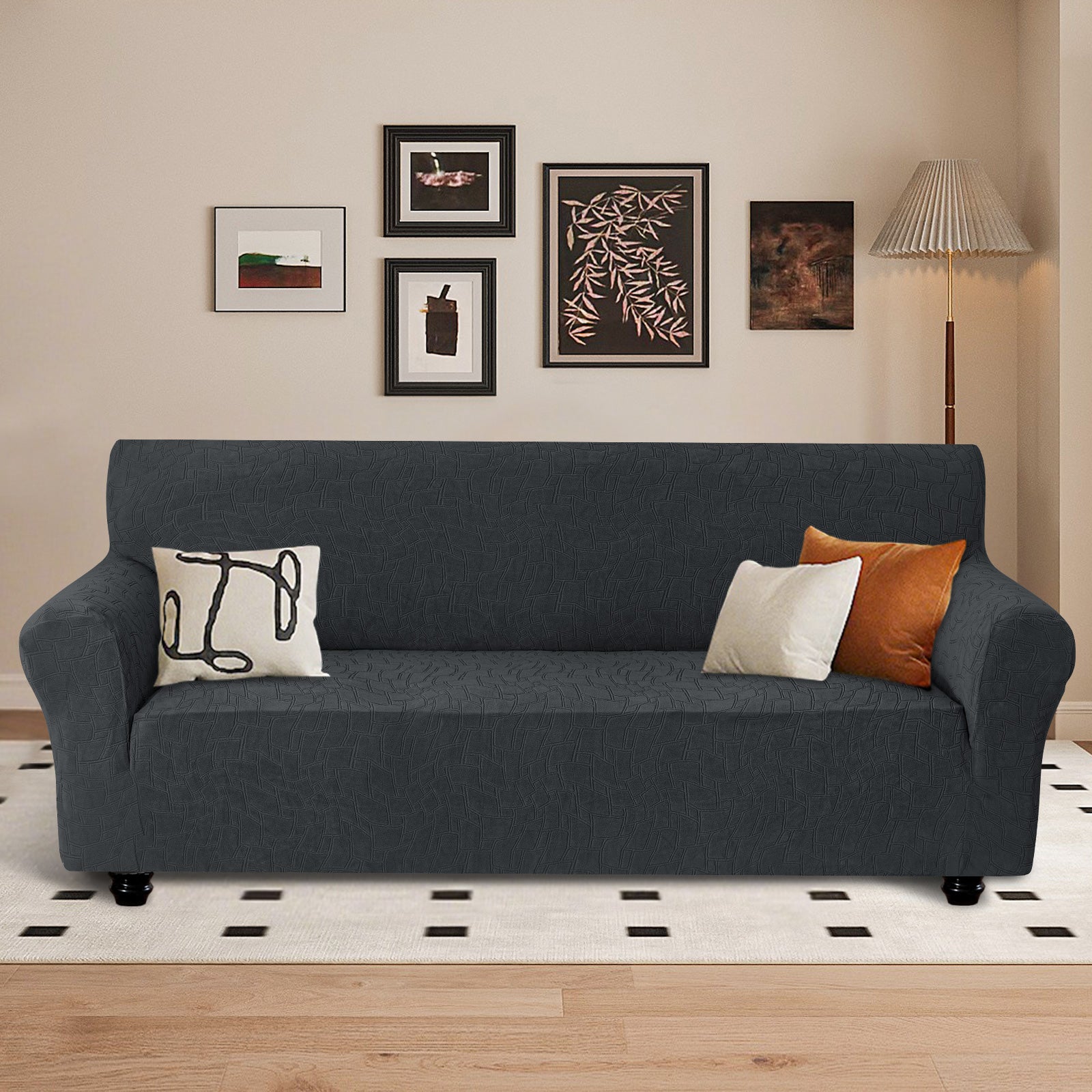 Ystyle Stretch 4 Seater Sofa Cover Jacquard Geometric Pattern-YSTYLE