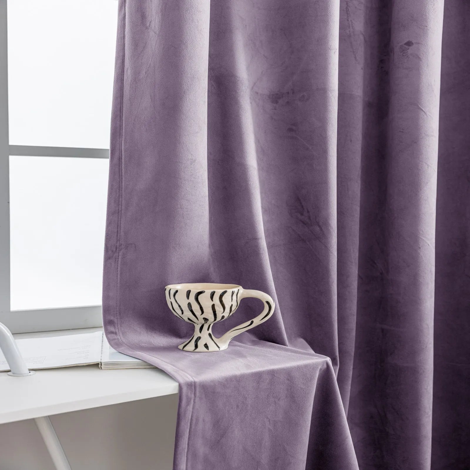 YSTYLE Elegant Velvet Curtains-2 pcs, Blackout & Heat Insulating, Eyelet Drapes for Home Windows