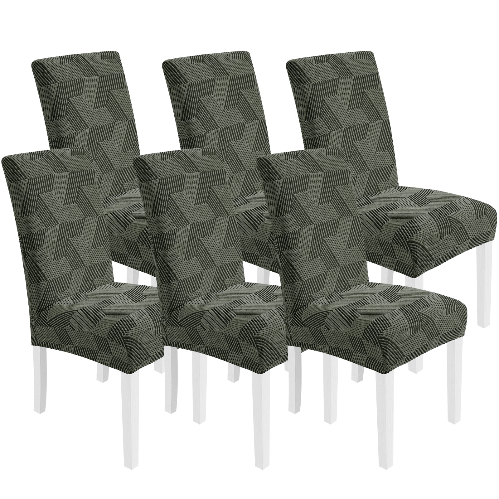Ystyle 6-Piece Chair Covers with Backrest, Universal Kitchen Chair Covers, Removable Elastic Dining Chair Slipcovers, Stain-Resistant Chair Protectors, Washable, for Kitchen and Living Room