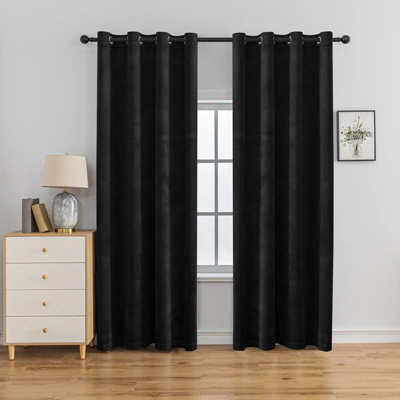 YSTYLE Elegant Velvet Curtains-2 pcs, Blackout & Heat Insulating, Eyelet Drapes for Home Windows