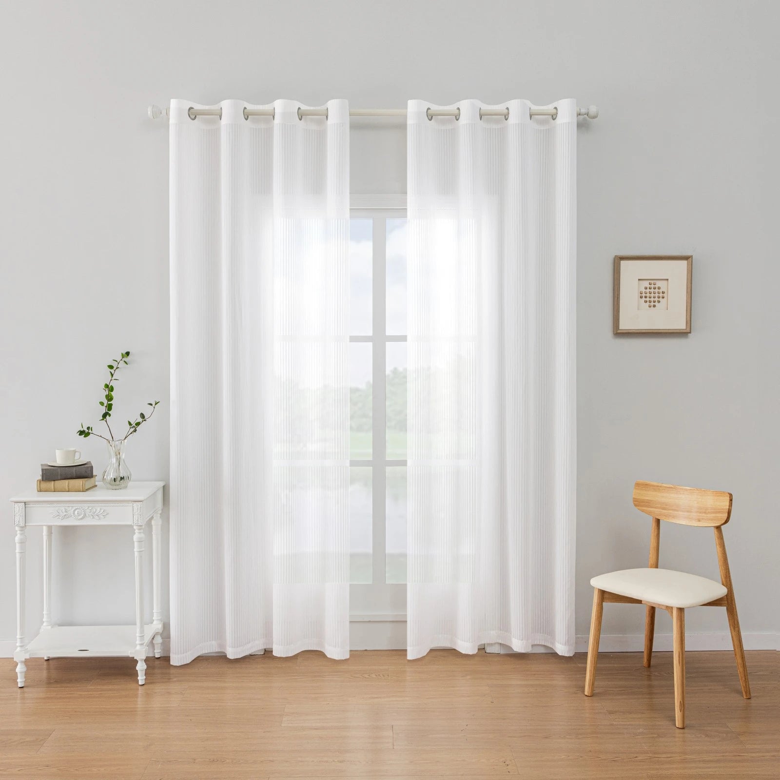 YSTYLE 2 Pieces Semi Sheer Voile Curtains Linen Look-YSTYLE