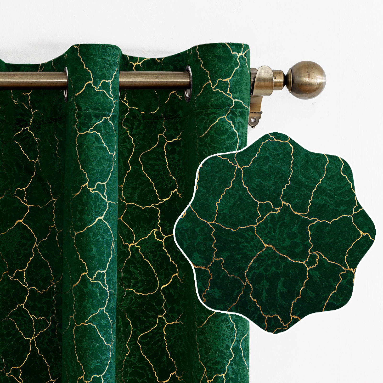 Ystyle 2 Stück Samt Blackout Vorhänge 117x137 cm Gold Druck