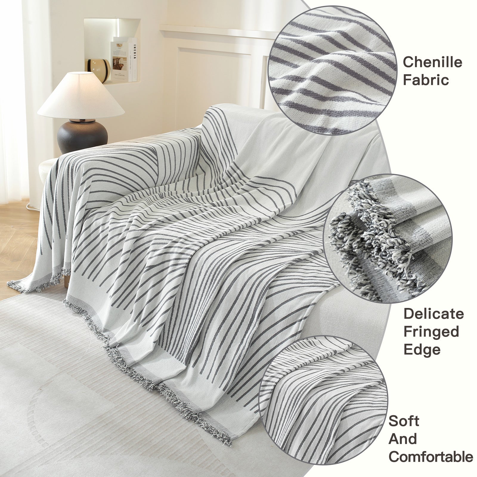 YSTYLE Universal 2 Seater canapé couverture Throw 180x280CM Soft