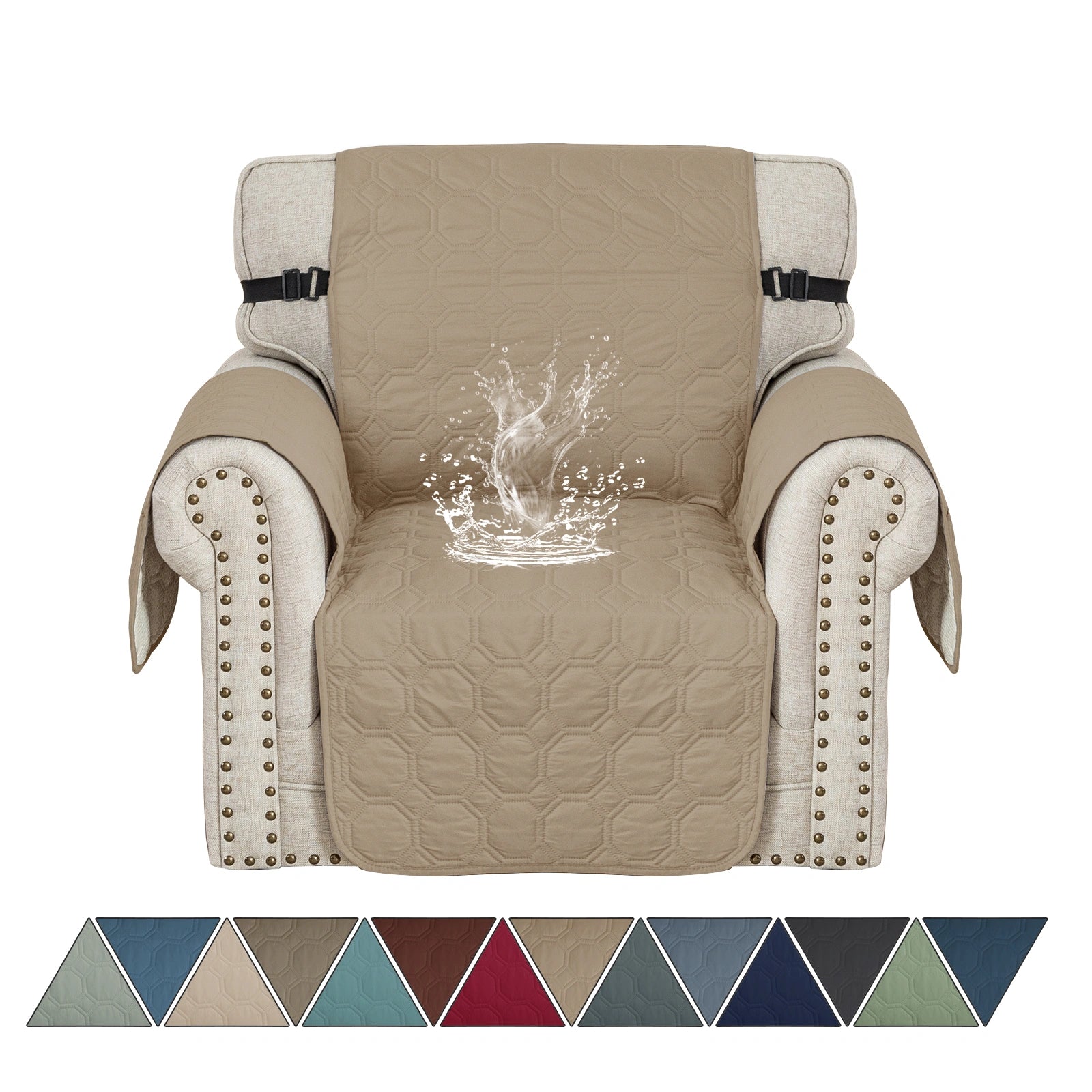 YSTYLE 1 Seater WaterProof Sofa Cover with Armrests,Elegant- for Dogs , Non-Slip and Scratch Resistant Design-Yuanbao Grid