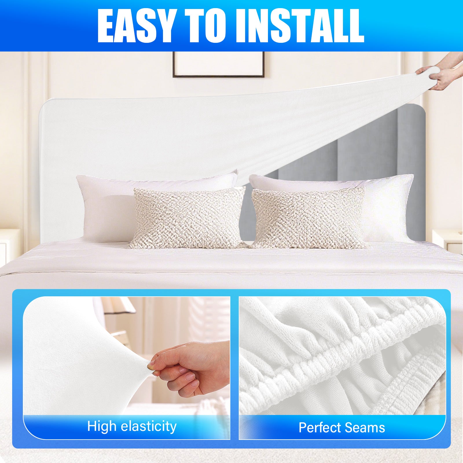 Ystyle 180cm Velvet Headboard Cover, Elastic Slipcover for Bed Headboard, Solid Color Washable Headboard Protector for Single/Double Beds