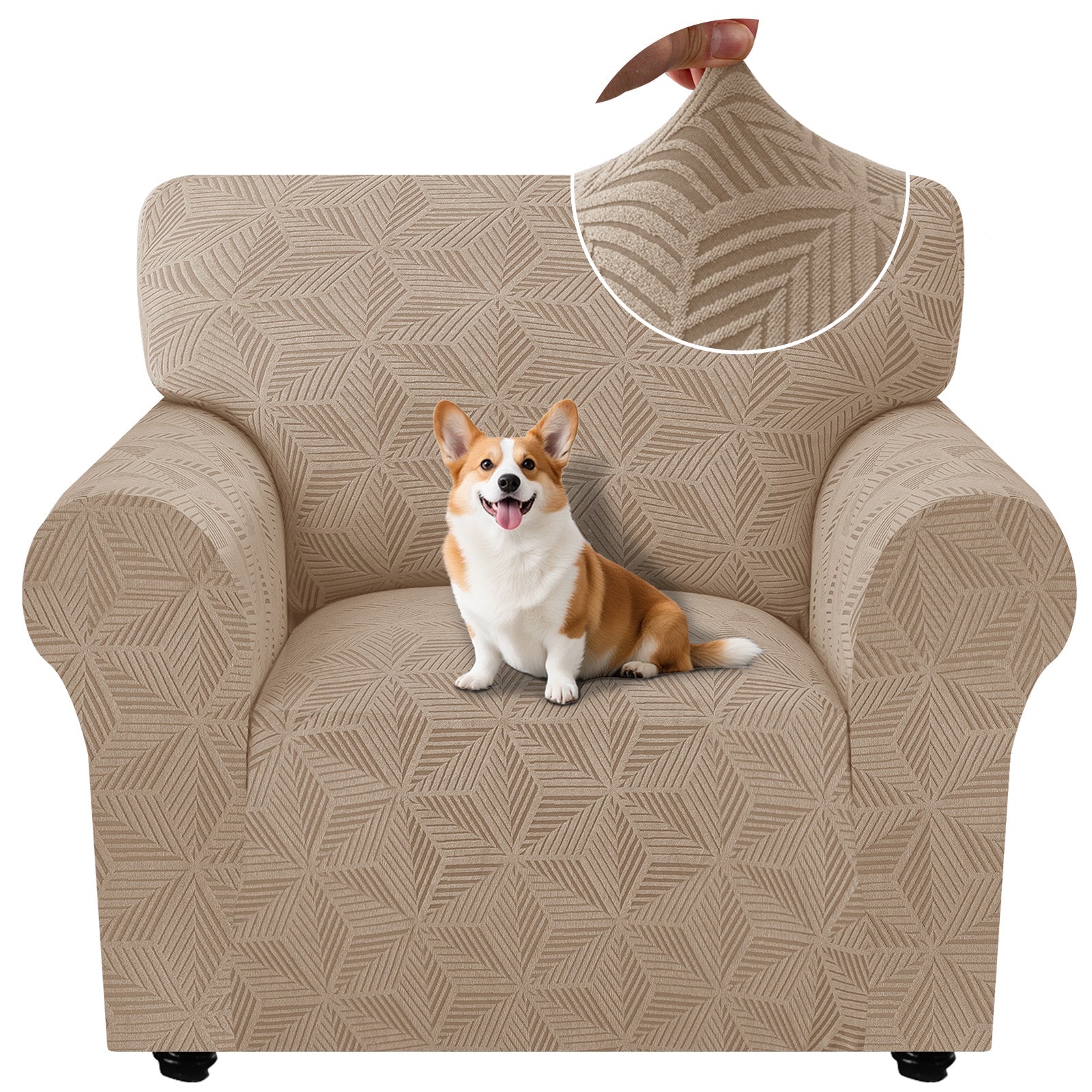 Ystyle 1-Seater Sofa Cover with Armrests, Stretch Sofa Cover, Universal Anti-Scratch Sofa Cover for Cats and Dogs, Non-Slip Sofa Cover, Washable Stain-Resistant Sofa Cover