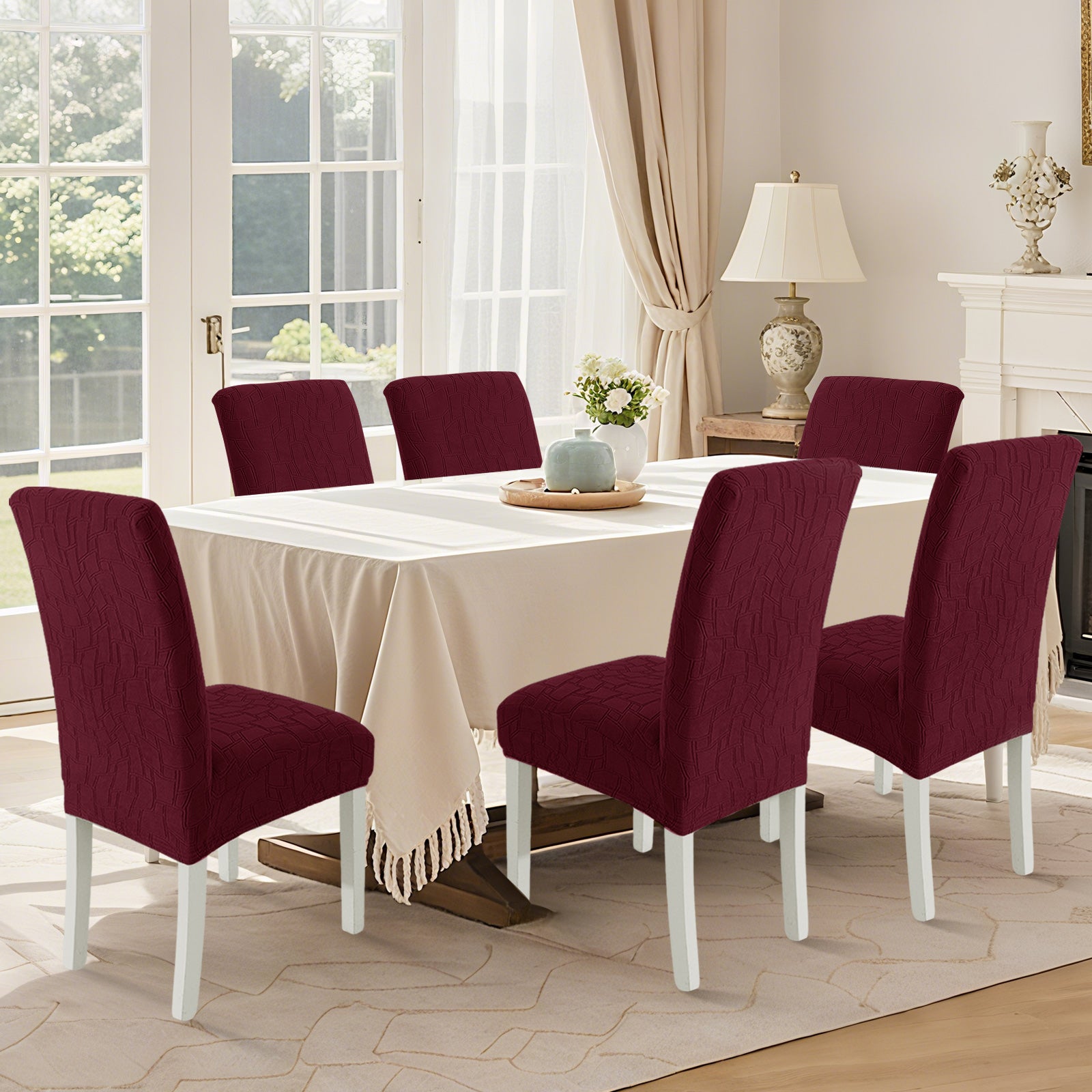 Ystyle 6-Piece Chair Covers with Backrest, Elastic Living Room Kitchen Chair Slipcovers, Soft Comfortable Anti-Scratch Chair Covers, Easy to Clean and Durable, Washable Removable