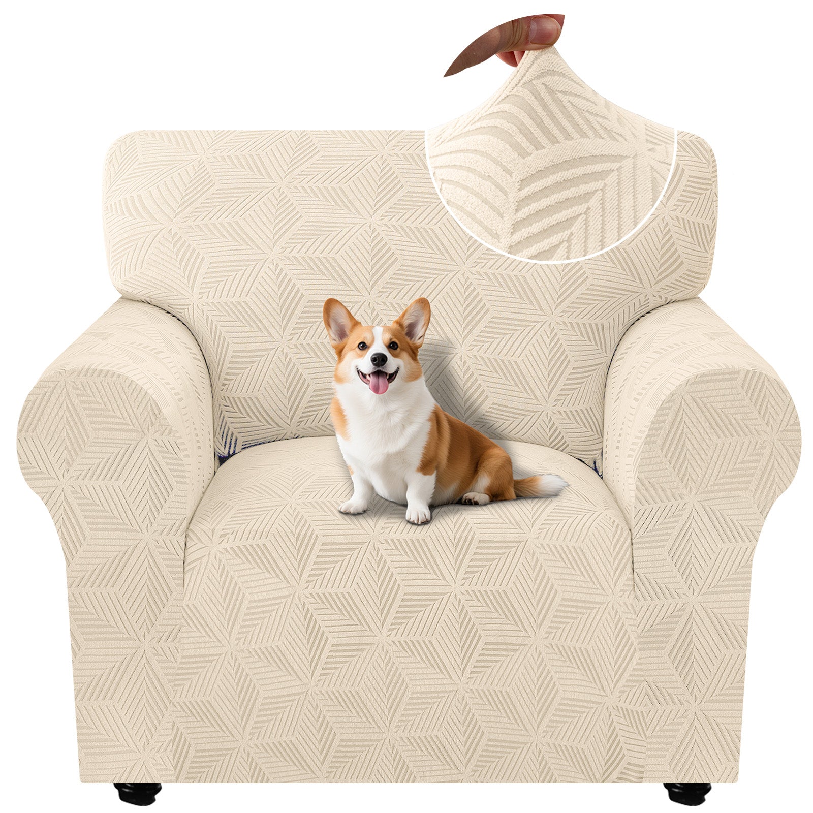 Ystyle Stretch 1 Seater Sofa Cover with Armrests Geometric Pattern Anti Slip-YSTYLE