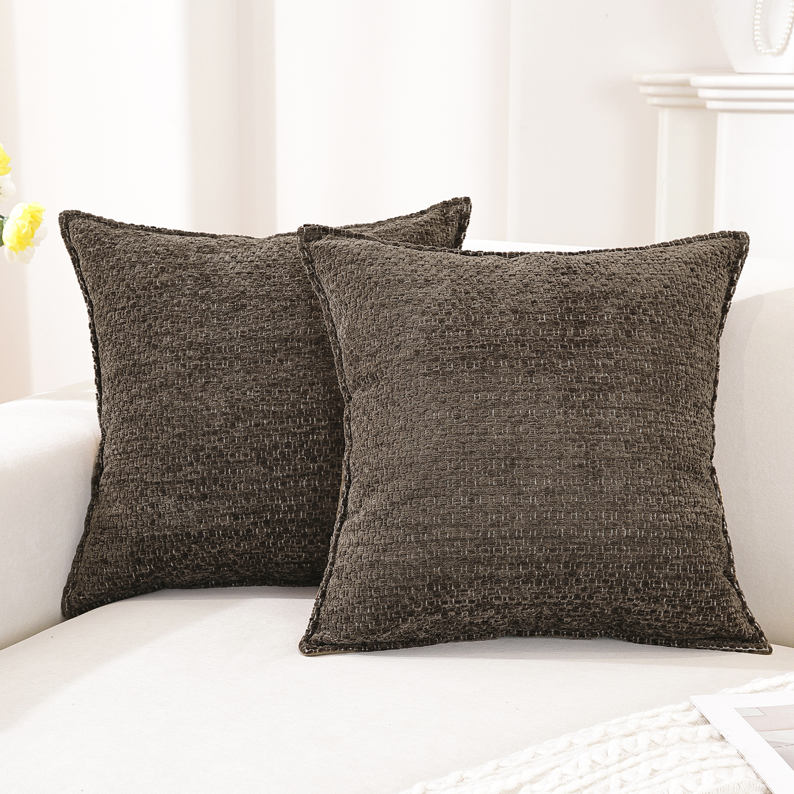 Ystyle Chenille Sofa Cushion Covers 40 x 40 cm, 2 Pieces, Soft Durable Cushion Cover, Cushion Cover with Corazón Shape, Decorative Cushion Covers Living Room