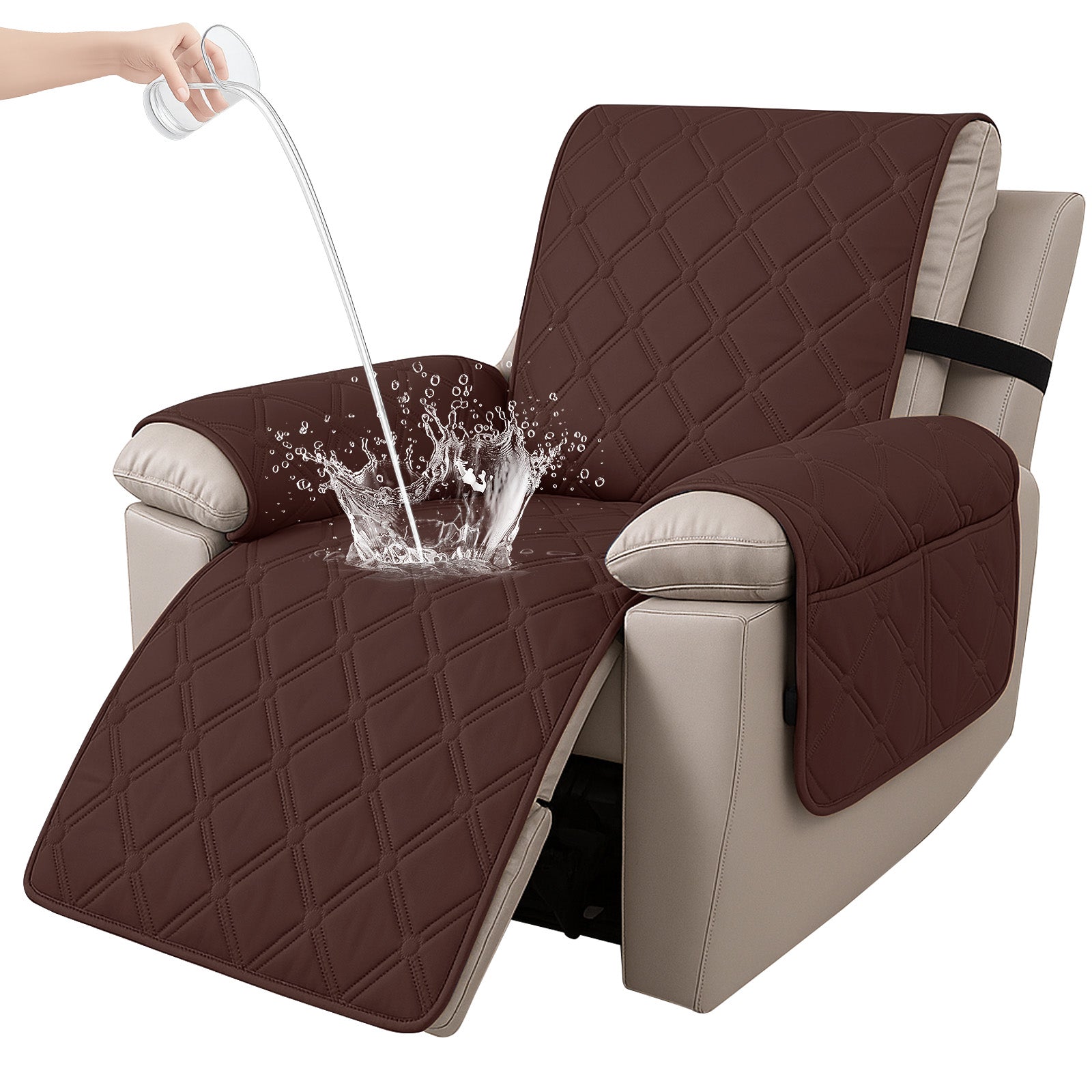 YSTYLE Waterproof Armchair Cover with Pockets and Non Slip Backing-YSTYLE