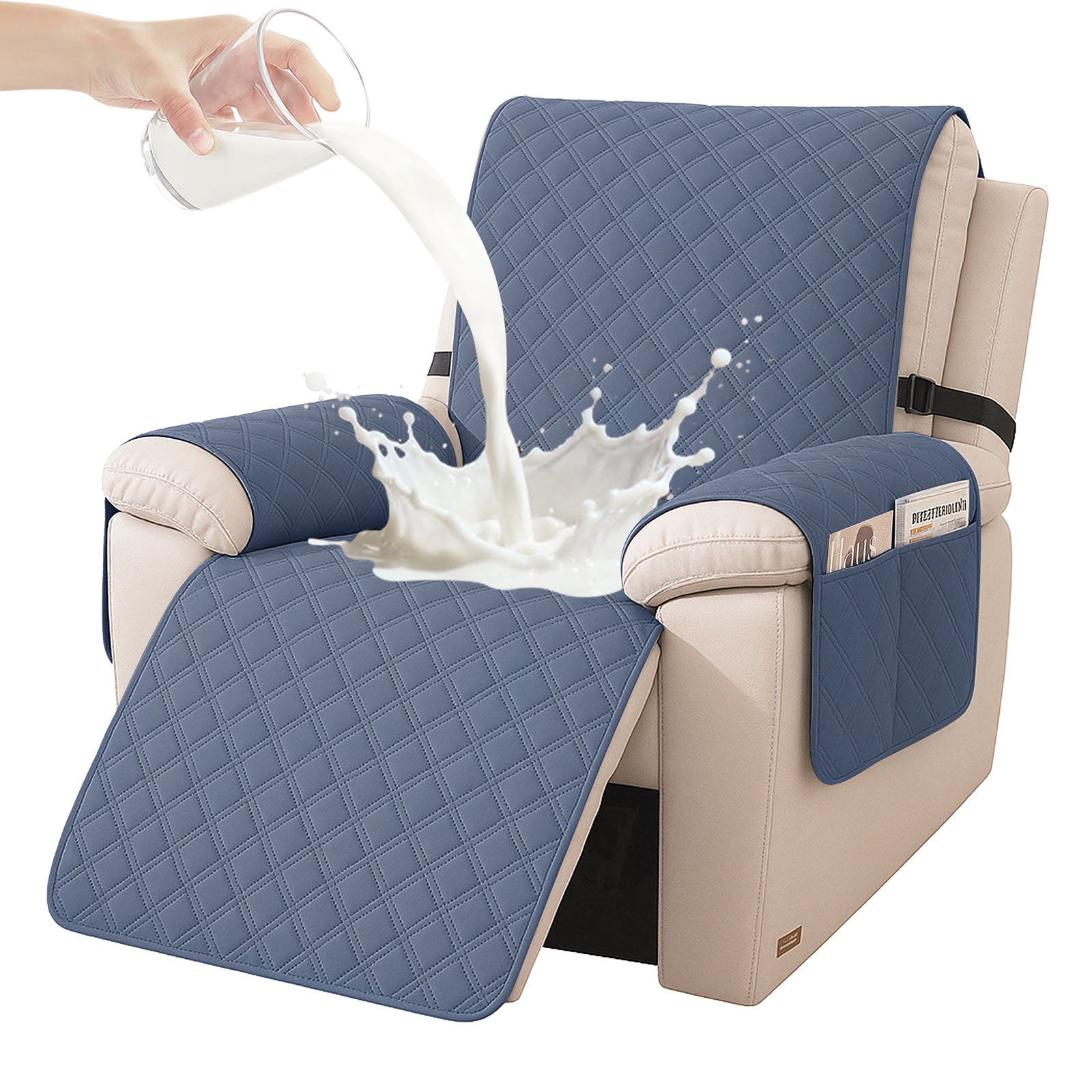 YSTYLE Waterproof Armchair Cover with Pockets and Non Slip Backing-YSTYLE