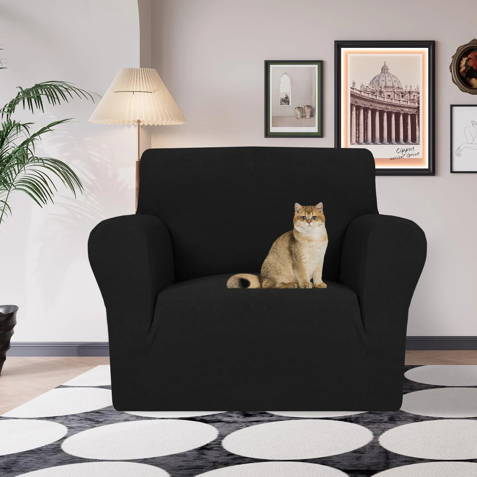 YSTYLE Stretch 1 Seater Sofa Cover with Armrests Anti-Slip Washable-YSTYLE