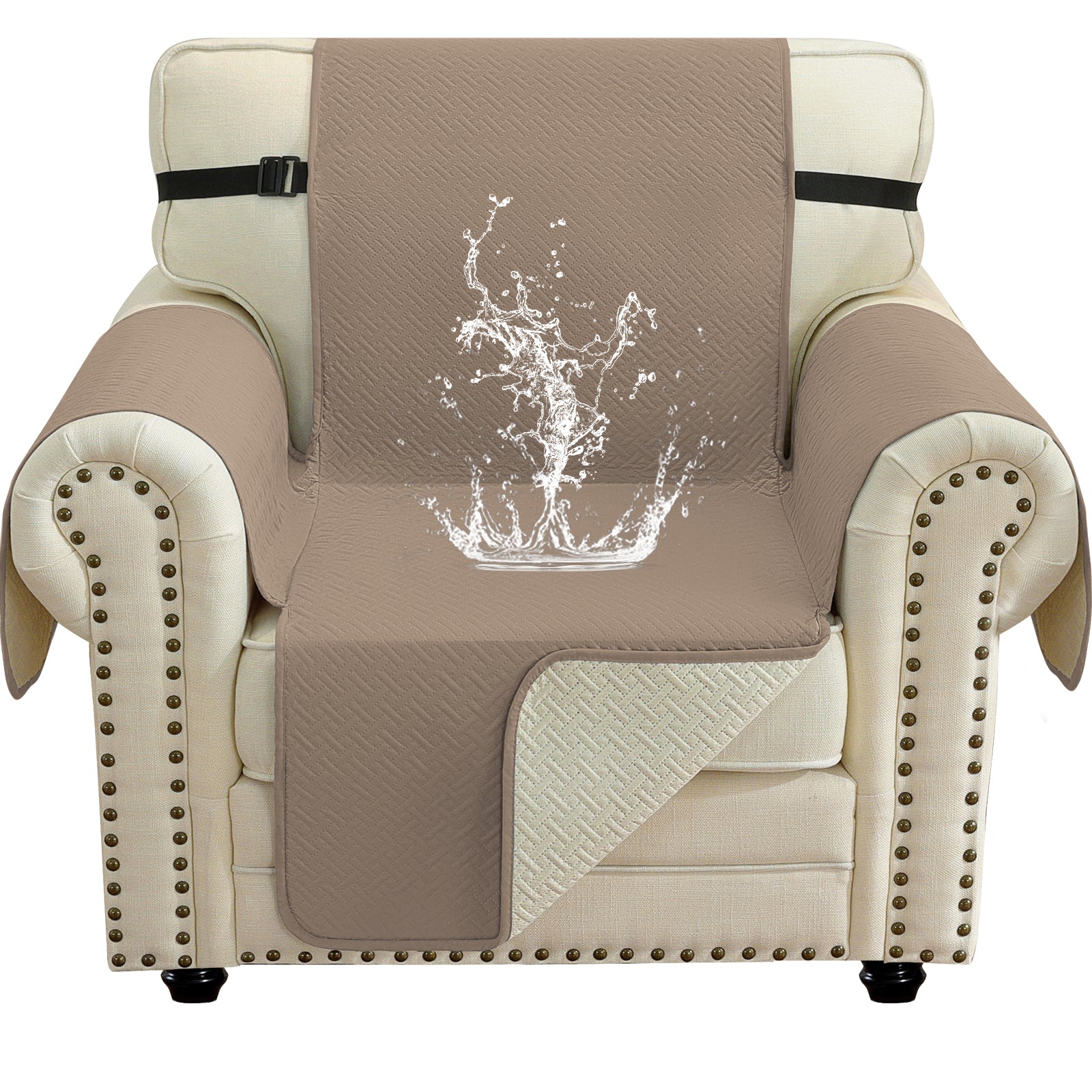 imperméable canapé couverture with Side Pockets and antidérapant design