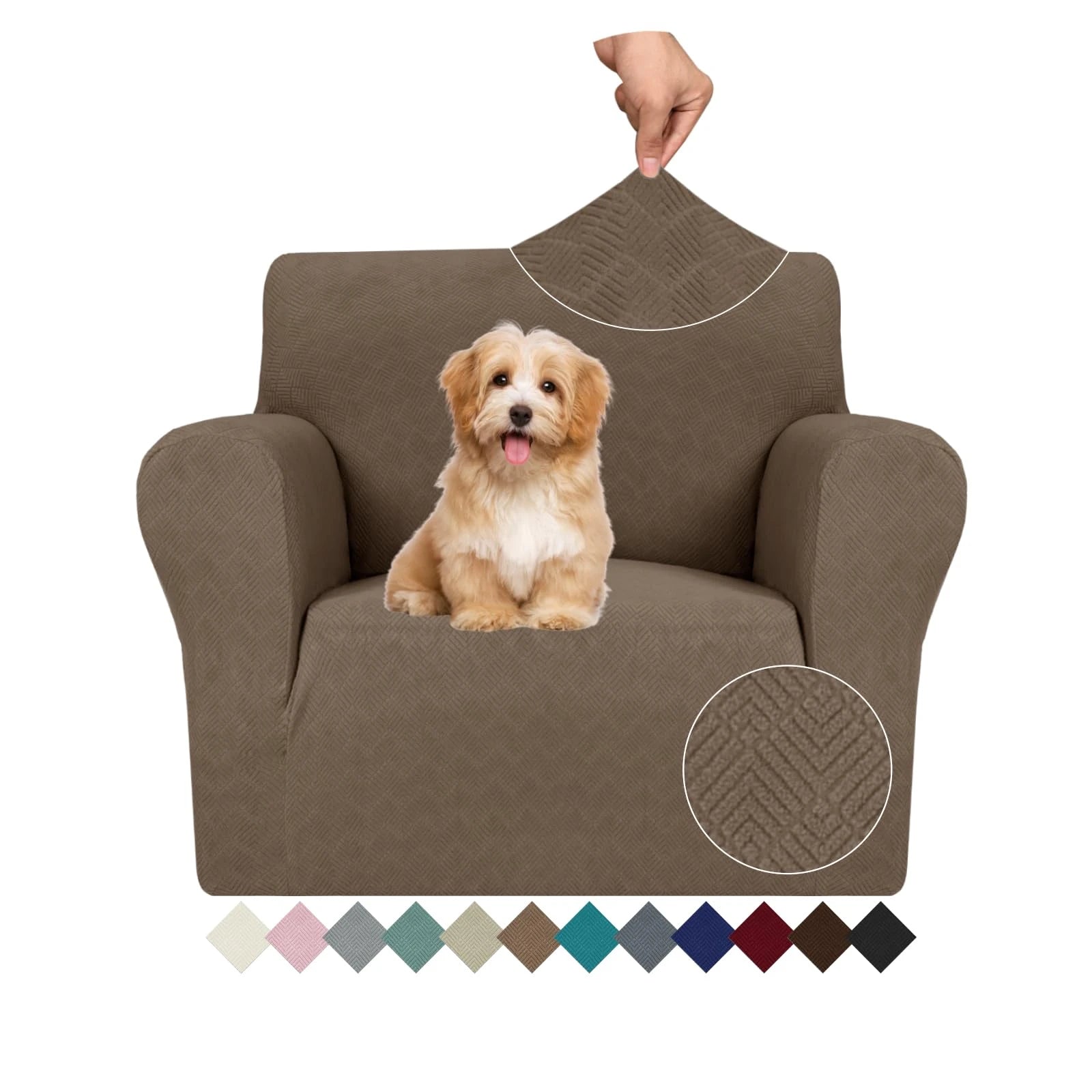 YSTYLE Stretch 1 Seater Sofa Cover with Armrests Anti-Slip Washable-YSTYLE