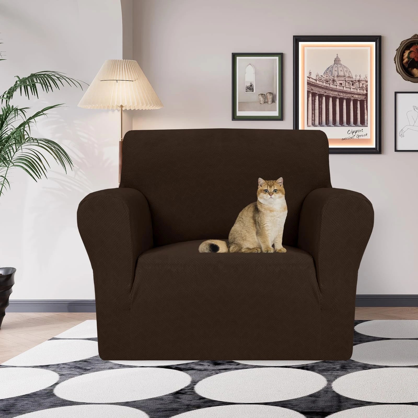 YSTYLE Stretch 1 Seater Sofa Cover with Armrests Anti-Slip Washable-YSTYLE