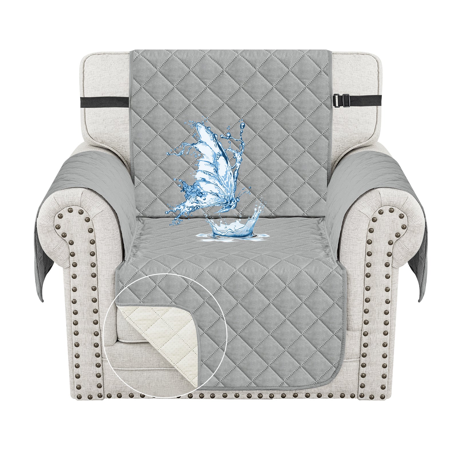 Ystyle Waterproof 1 Seater Sofa Cover with Side Pockets Anti-Slip-YSTYLE