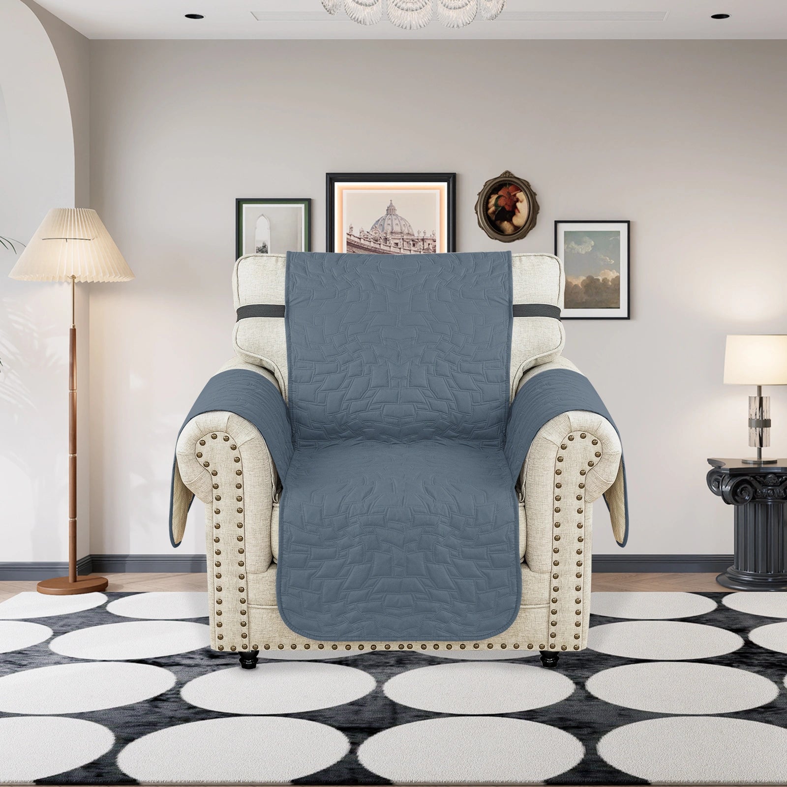 YSTYLE 1 Seater Sofa Cover – Waterproof, Anti-Slip, Cat Scratch-Resistant, Quilted Protection-Quads Shape