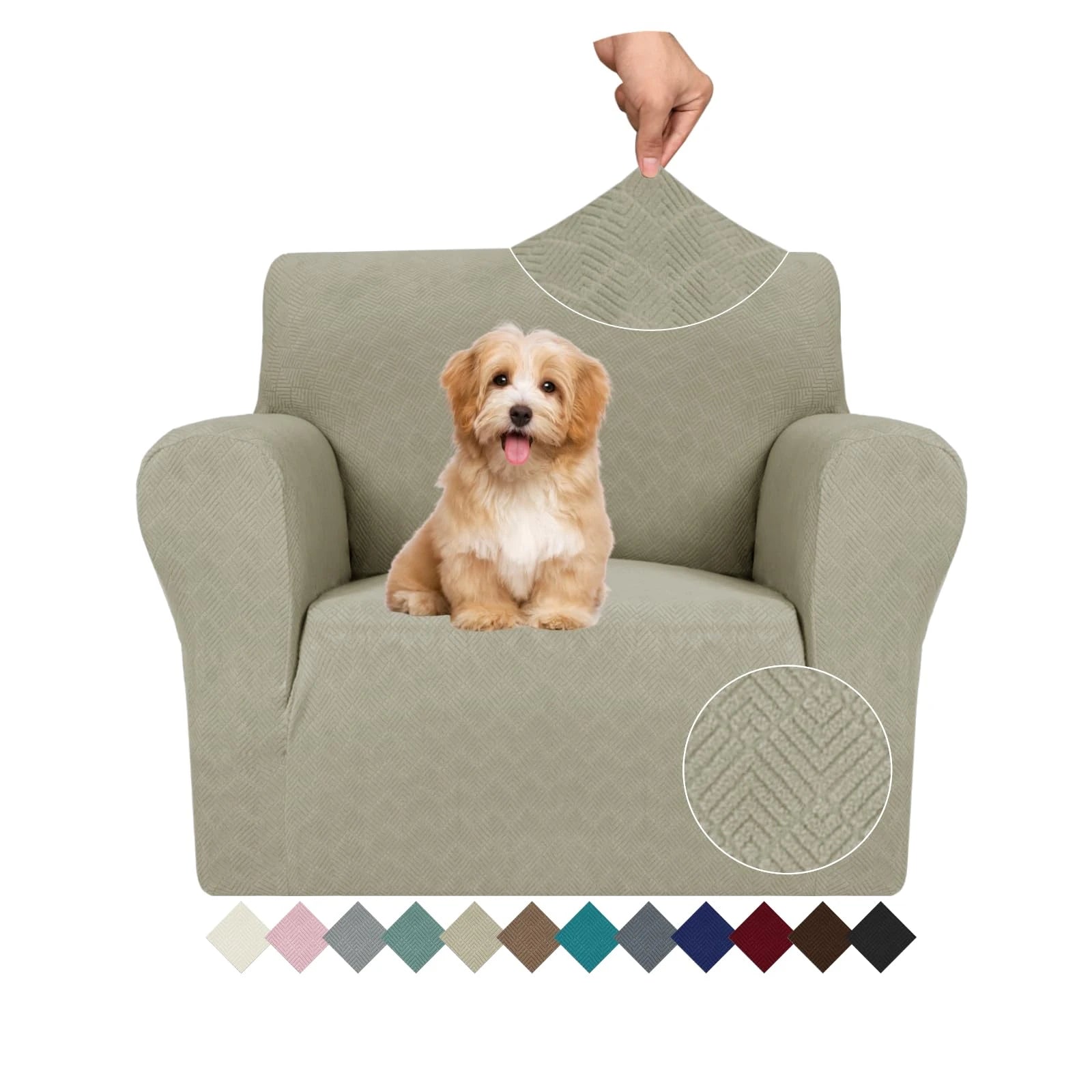 YSTYLE Stretch 1 Seater Sofa Cover with Armrests Anti-Slip Washable-YSTYLE
