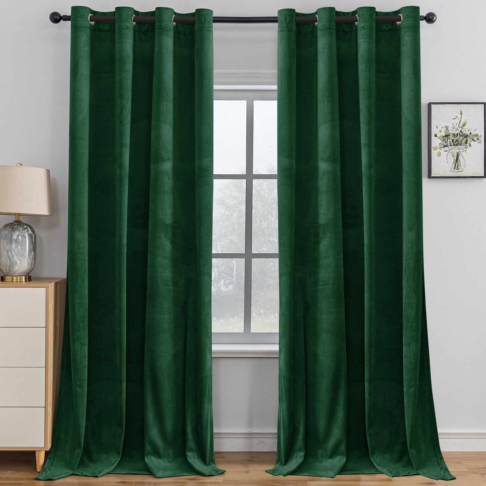 YSTYLE 2 Pieces Velvet Blackout Curtains Thermal Insulated-YSTYLE
