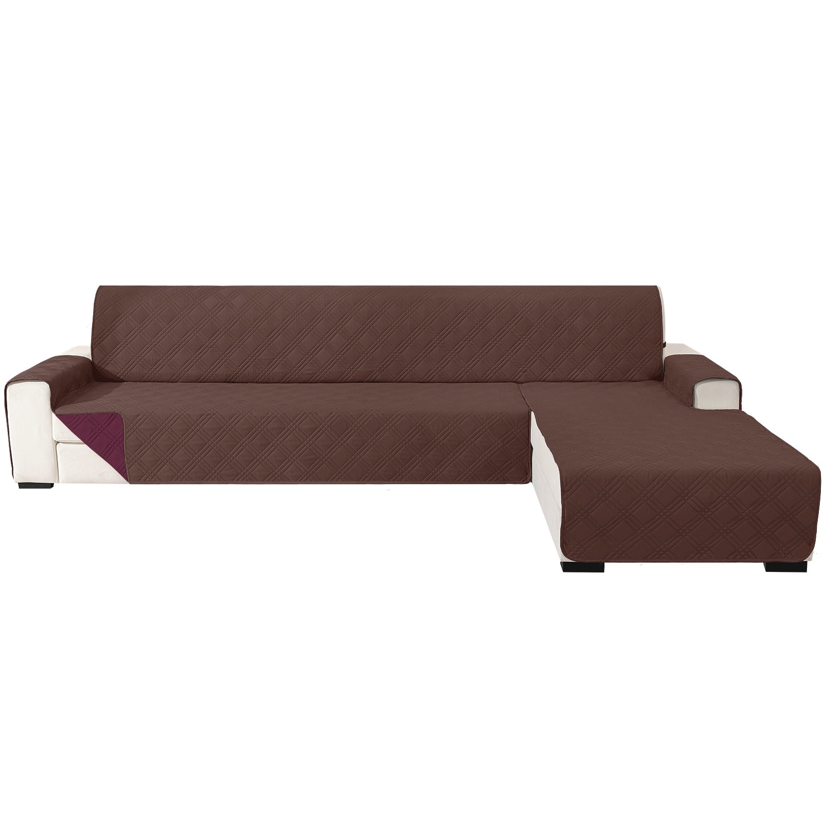 YSTYLE Reversible 4 Seater Corner Sofa Cover Quilted Anti Slip-YSTYLE