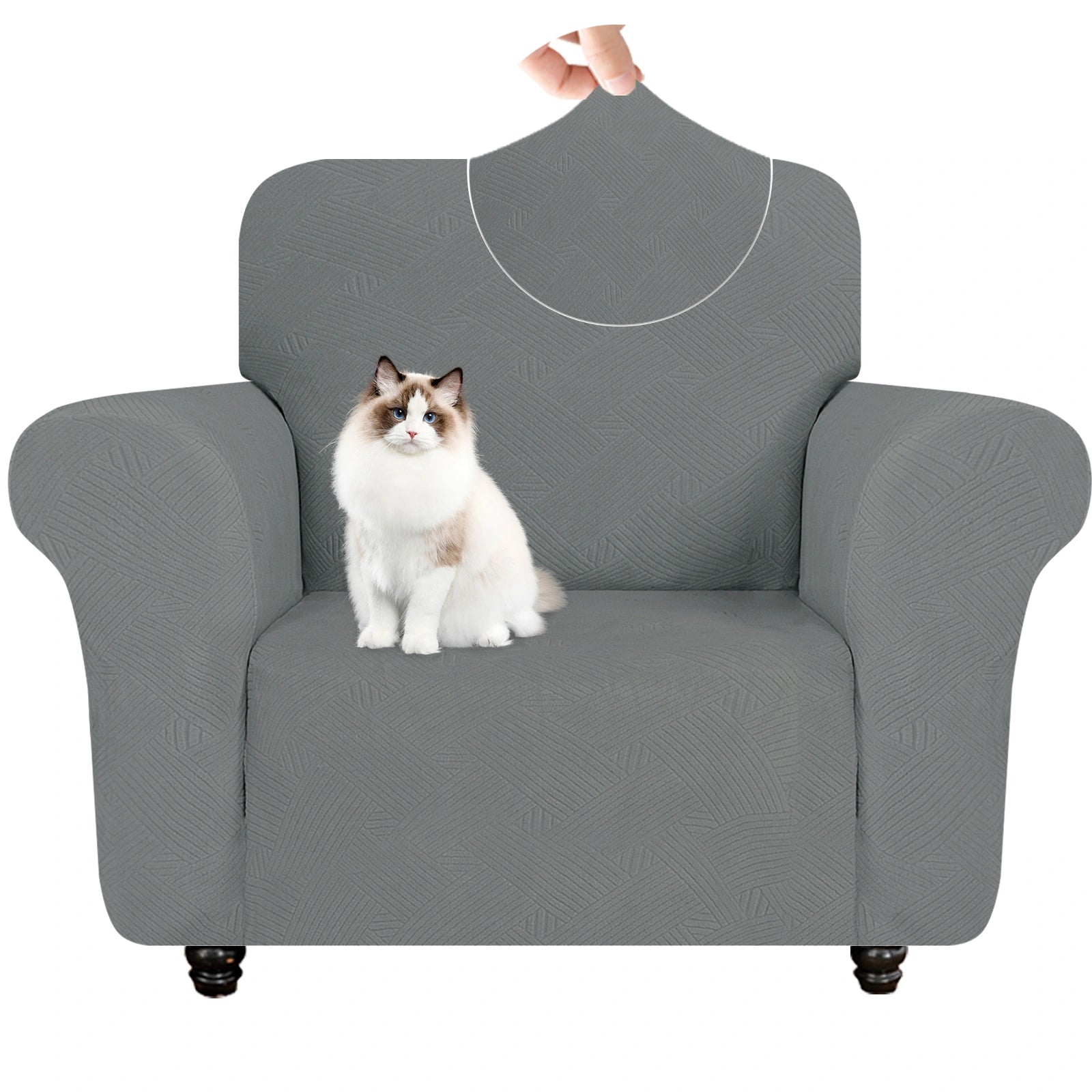 ESTILO 1 Cubierta de sofá de un solo asiento - Elástica, antideslizante, amigable con mascotas, lavable, adecuada para el invierno - Patrón entrelazado