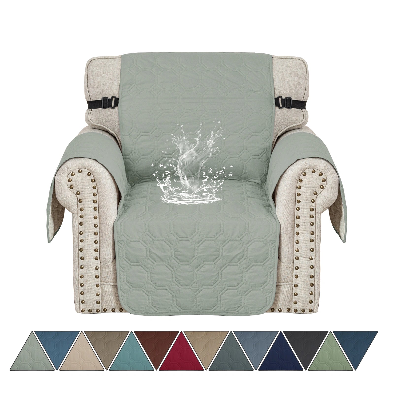 YSTYLE 1 Seater WaterProof Sofa Cover with Armrests,Elegant- for Dogs , Non-Slip and Scratch Resistant Design-Yuanbao Grid