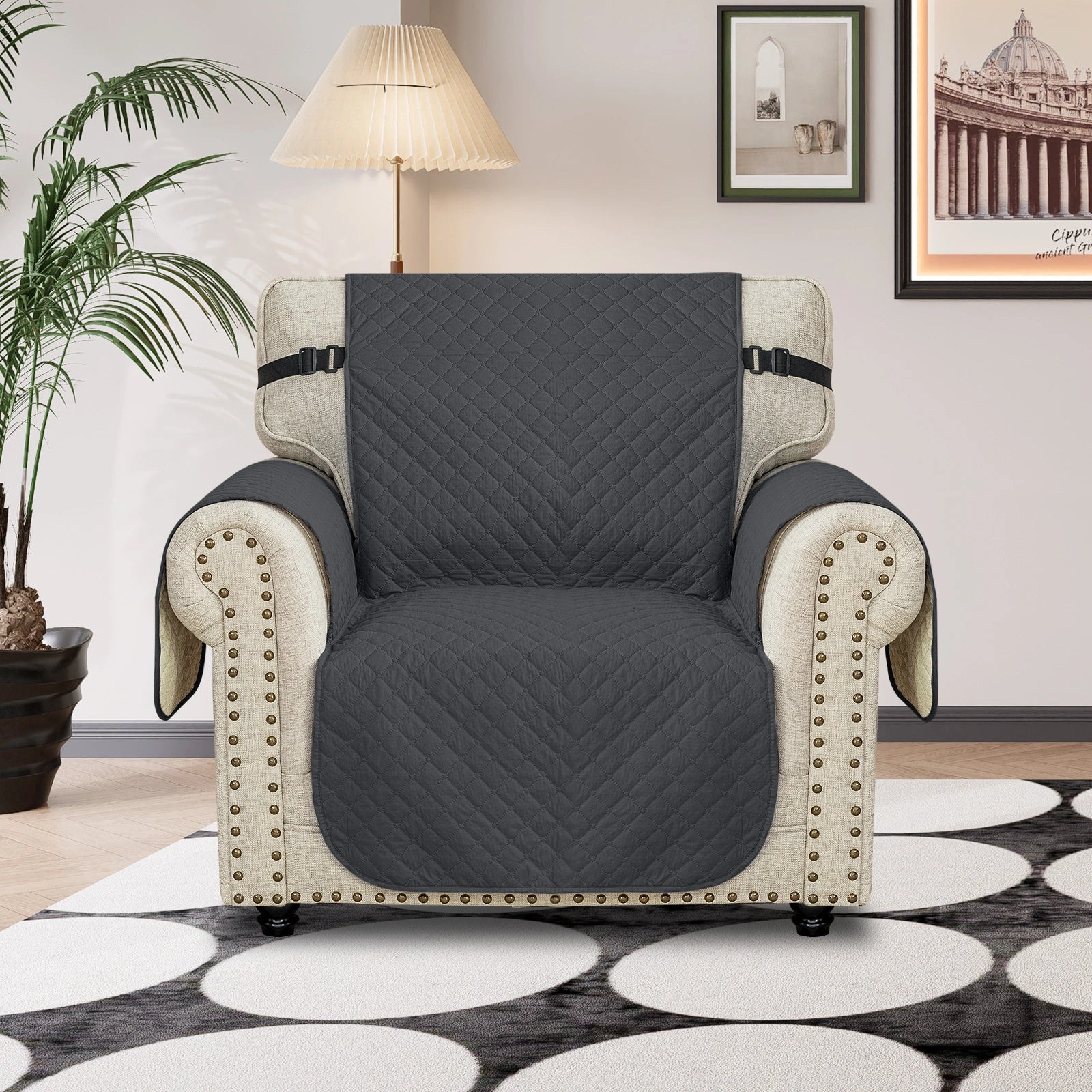 YSTYLE Waterproof 1 Seater Sofa Cover with Side Pockets Anti-Slip-YSTYLE