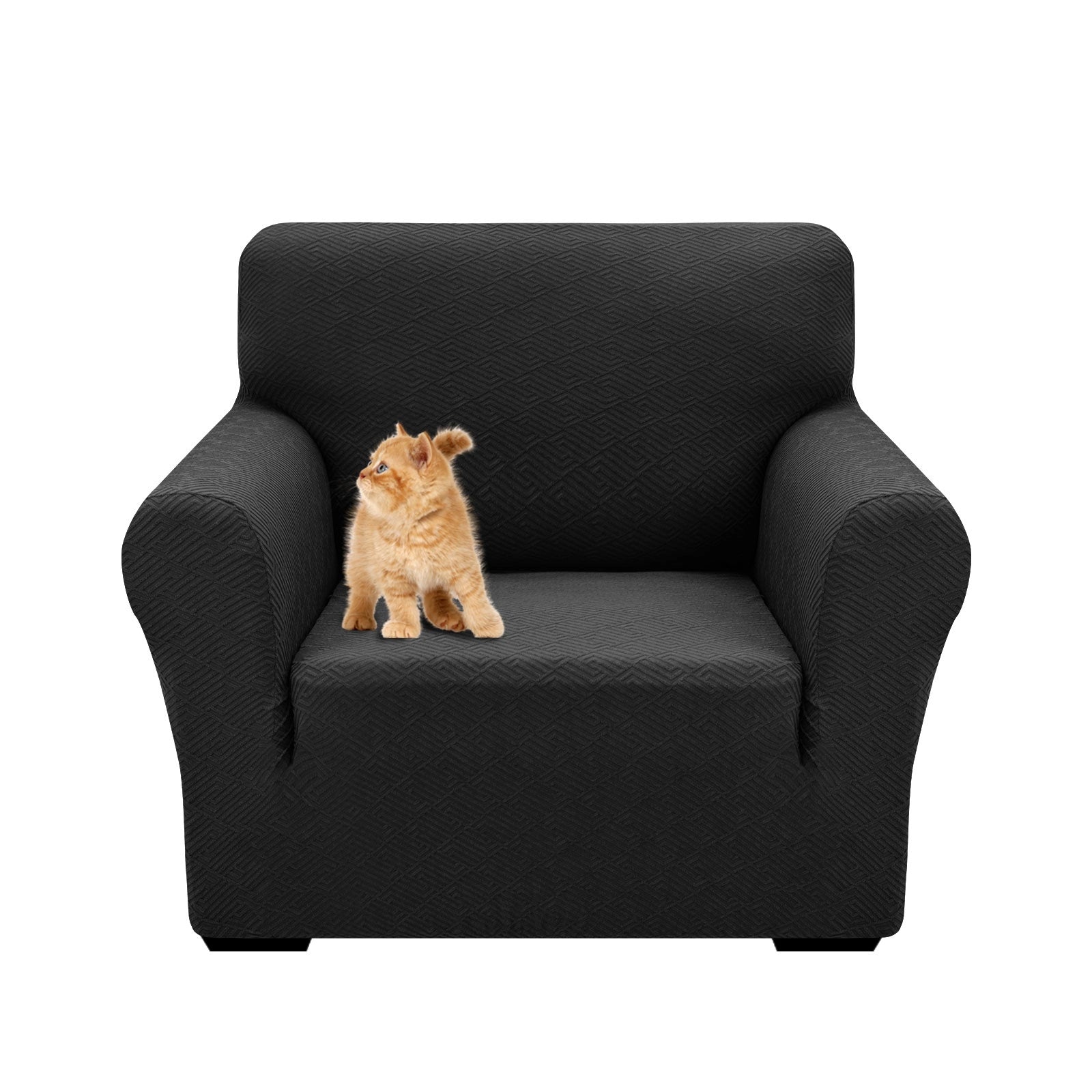 YSTYLE Stretch 1 Seater Sofa Cover with Armrests Geometric Jacquard Pattern-YSTYLE