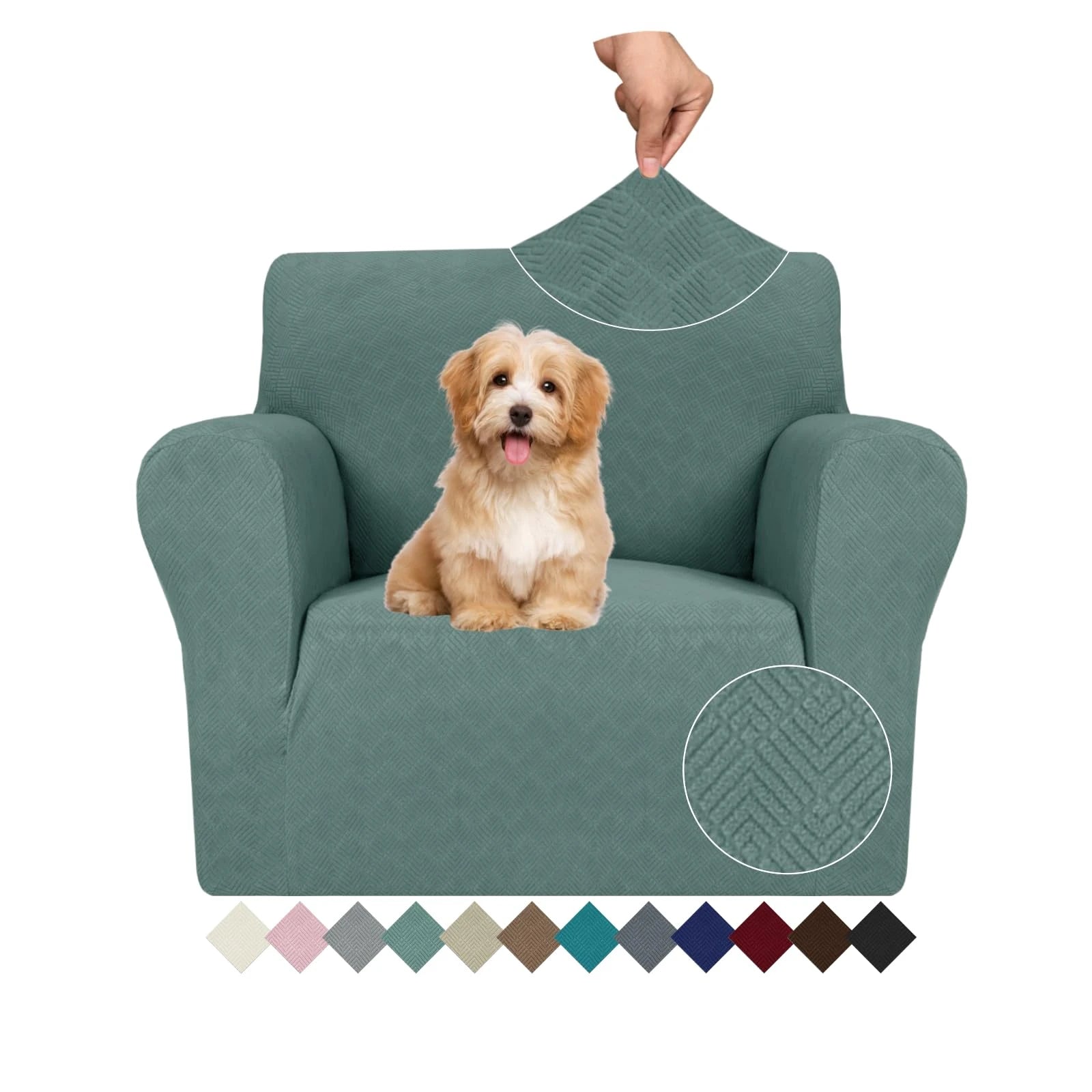 YSTYLE Stretch 1 Seater Sofa Cover with Armrests Anti-Slip Washable-YSTYLE