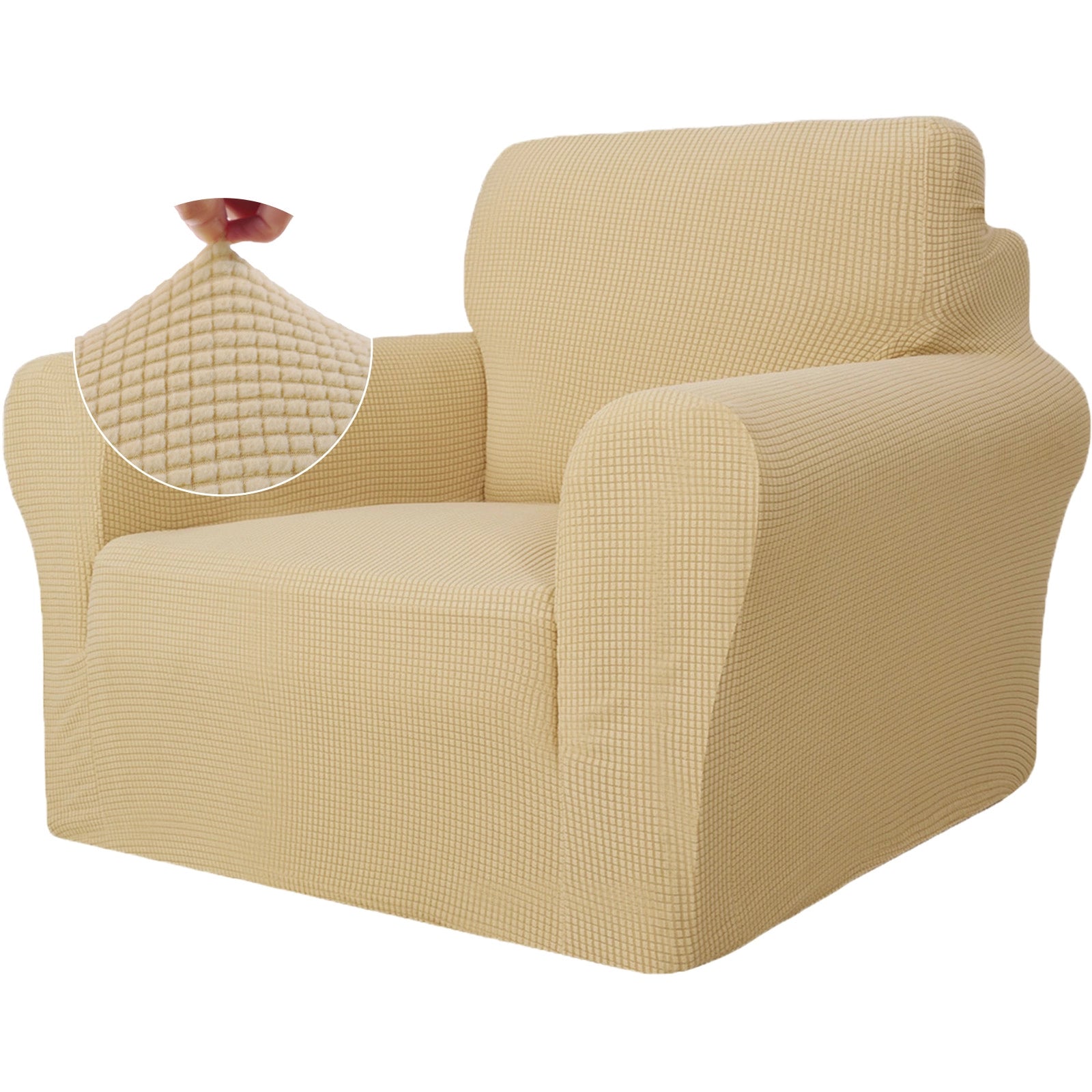 YSTYLE Stretch 1 Seater Sofa Cover with Armrests Anti Slip-YSTYLE
