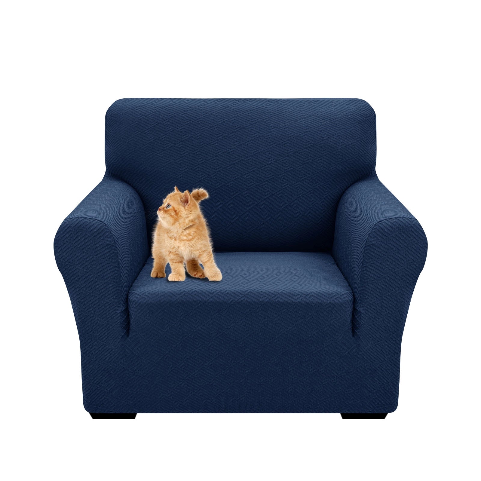 YSTYLE 1 Seater Sofa Cover – Stretch Fit, Pet Scratch Resistant, Geometric Jacquard, Anti-Slip, Washable-Back Shape