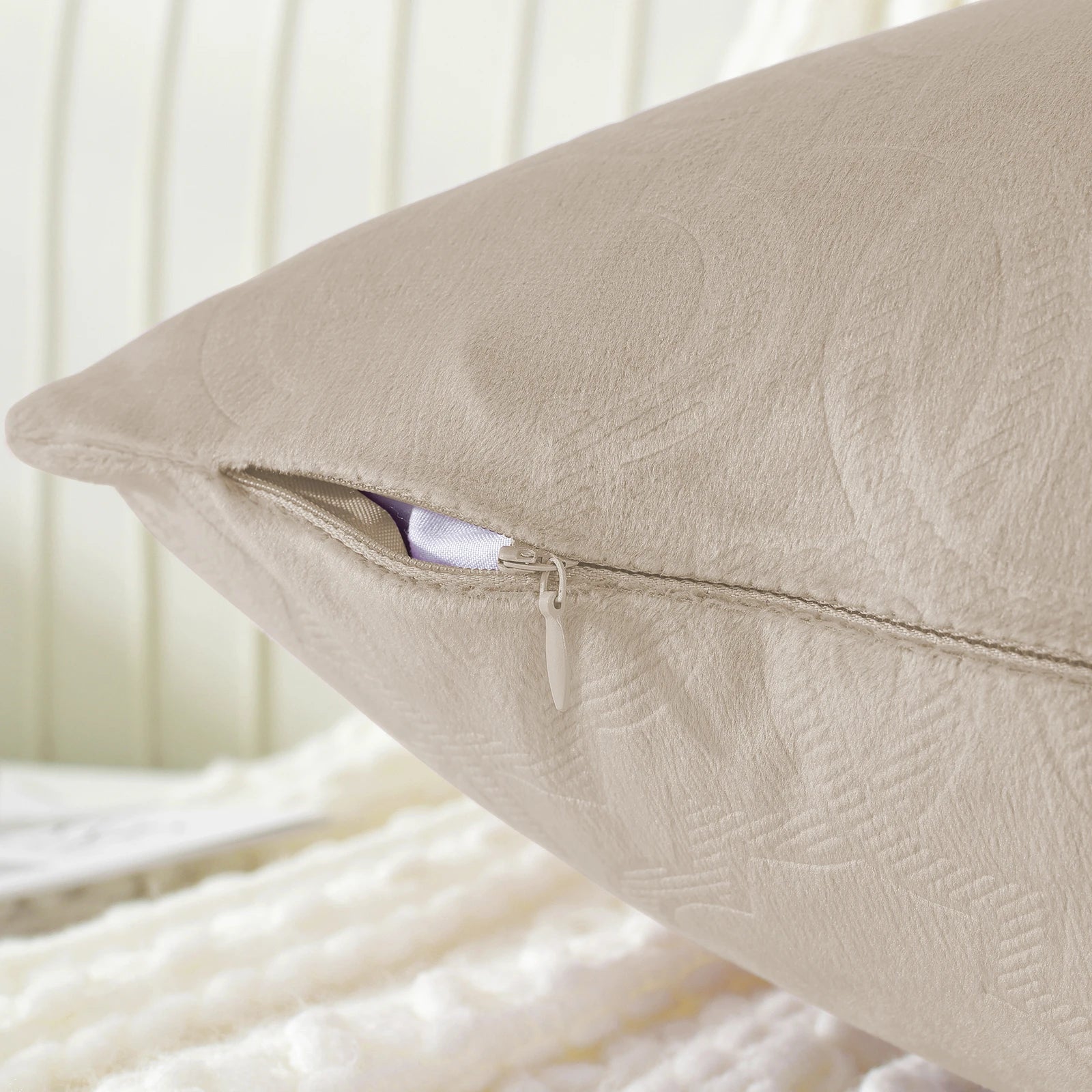 YSTYLE Velvet Sofa Cushion Covers, Decorative Throw Pillow Covers, 2 pcs, Hidden Zipper-Lantern Shape