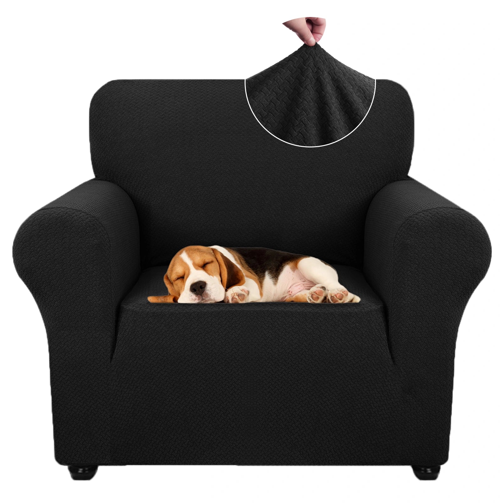 YSTYLE 1 Seater Sofa Cover – Stretch Jacquard, Anti-Slip, Cat-Proof, Washable, Full Cover-Knot