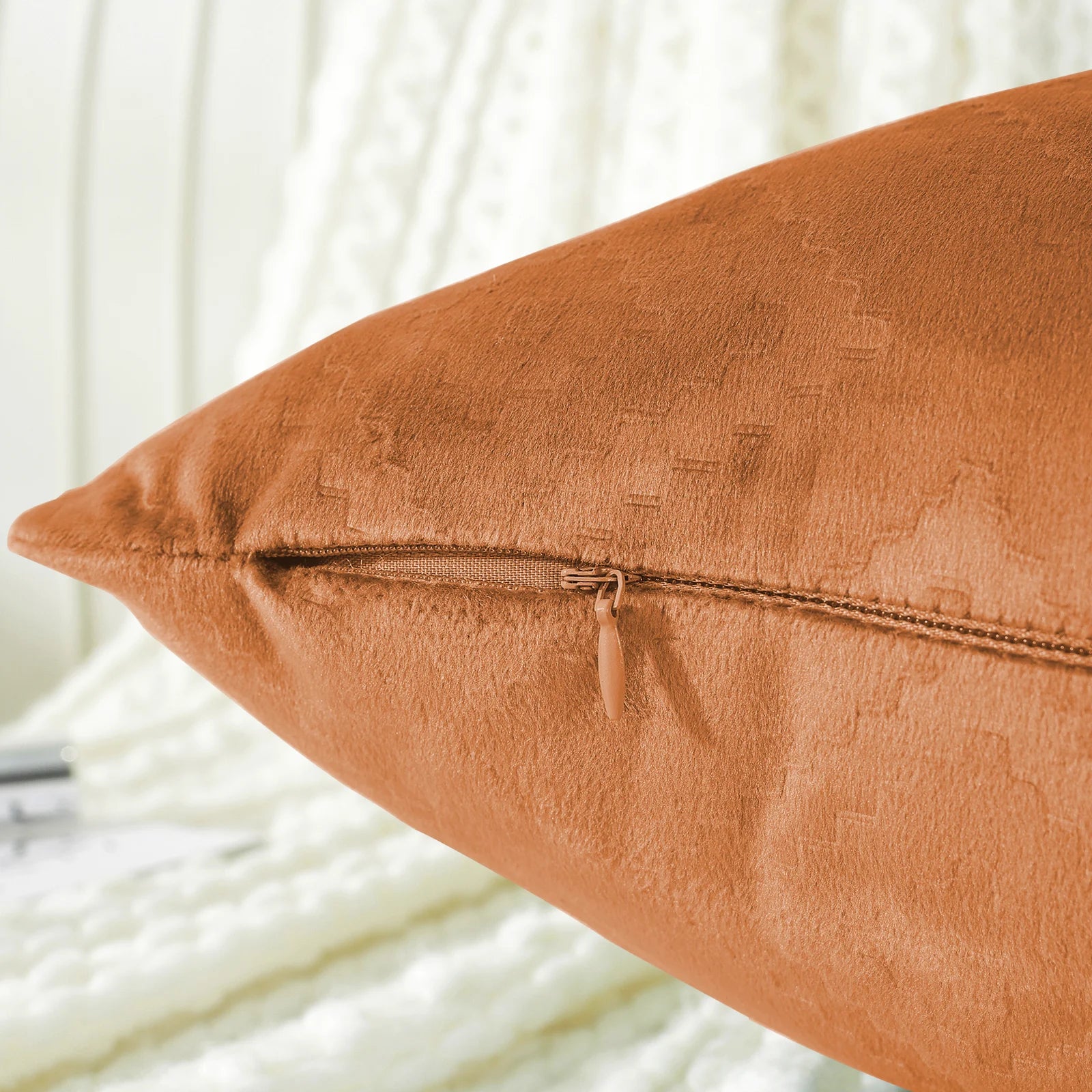 YSTYLE Velvet Sofa Cushion Covers, Decorative Throw Pillow Covers, 2 pcs, Hidden Zipper-Square shape