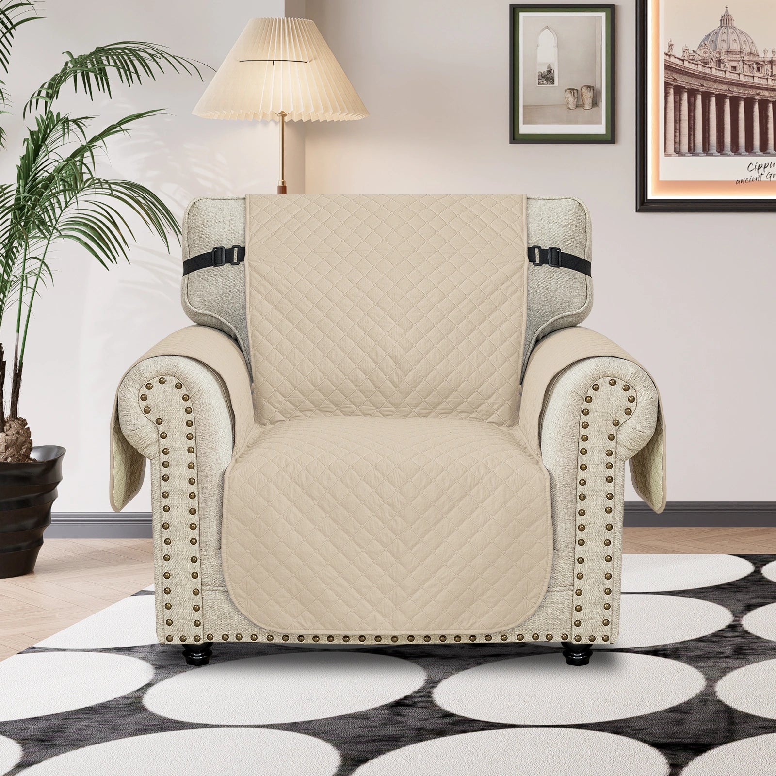 YSTYLE Waterproof 1 Seater Sofa Cover with Side Pockets Anti-Slip-YSTYLE