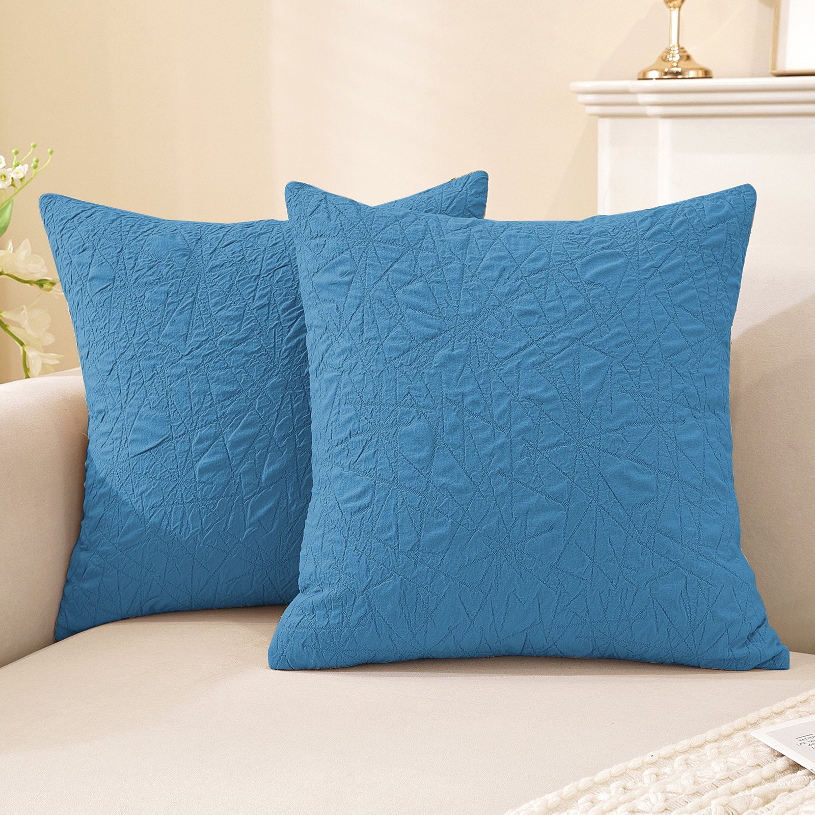 Ystyle 2 Pieces Sofa Cushion Covers 50 x 50 cm, Cushion Covers with Invisible Zipper, Square Pillowcases, Modern Sofa Pillowcases, for Living Room Bedroom Balcony Outdoor