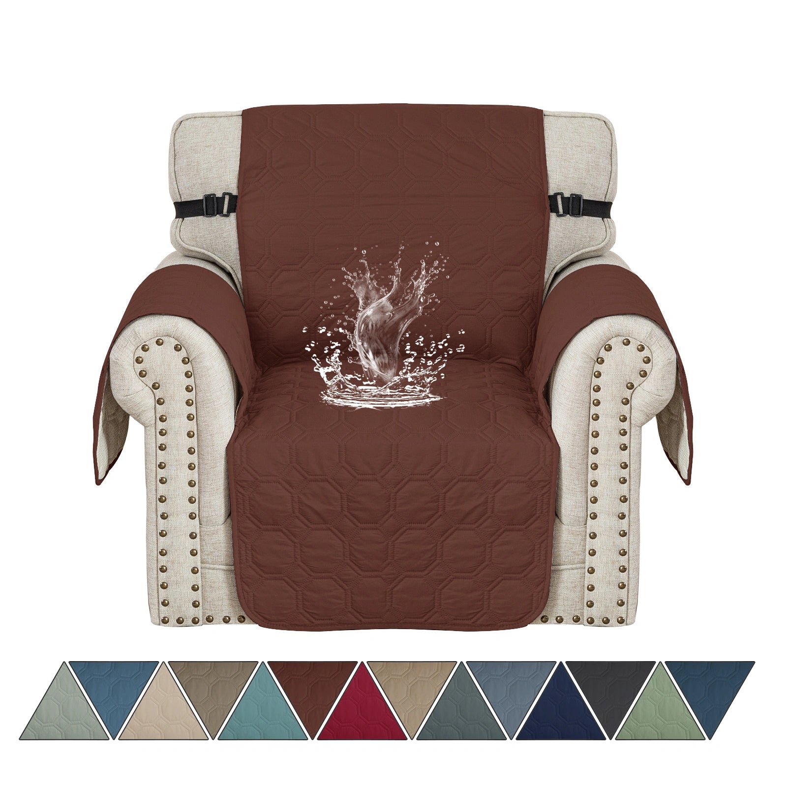 YSTYLE 1 Seater WaterProof Sofa Cover with Armrests,Elegant- for Dogs , Non-Slip and Scratch Resistant Design-Yuanbao Grid